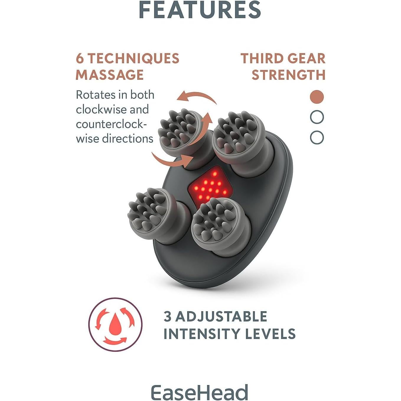 Masajeador Eléctrico EaseHead Inalámbrico para Cuero Cabelludo - Oro