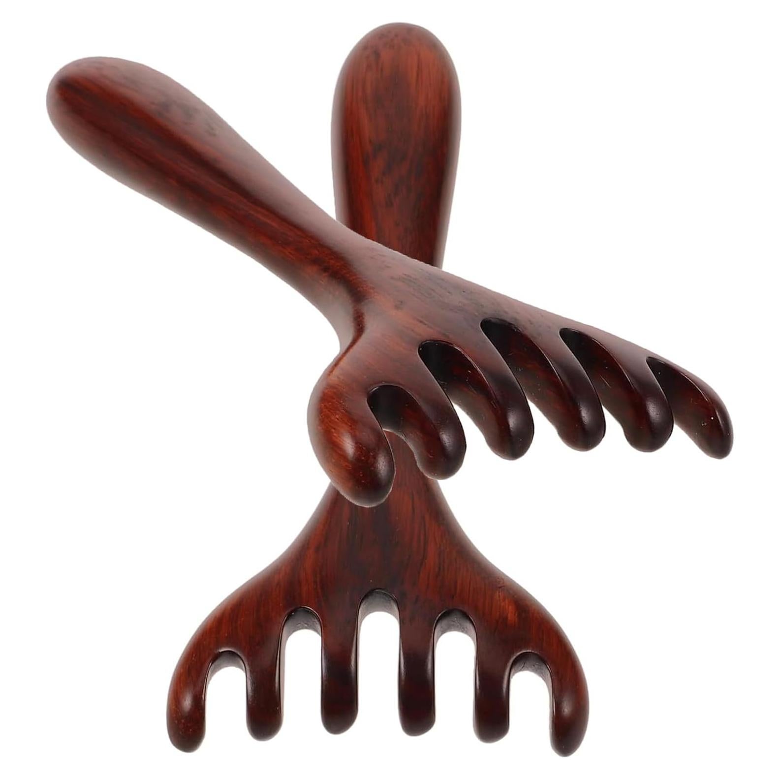 Set 2 Peines de Masaje de Madera Sándalo 6 Garras