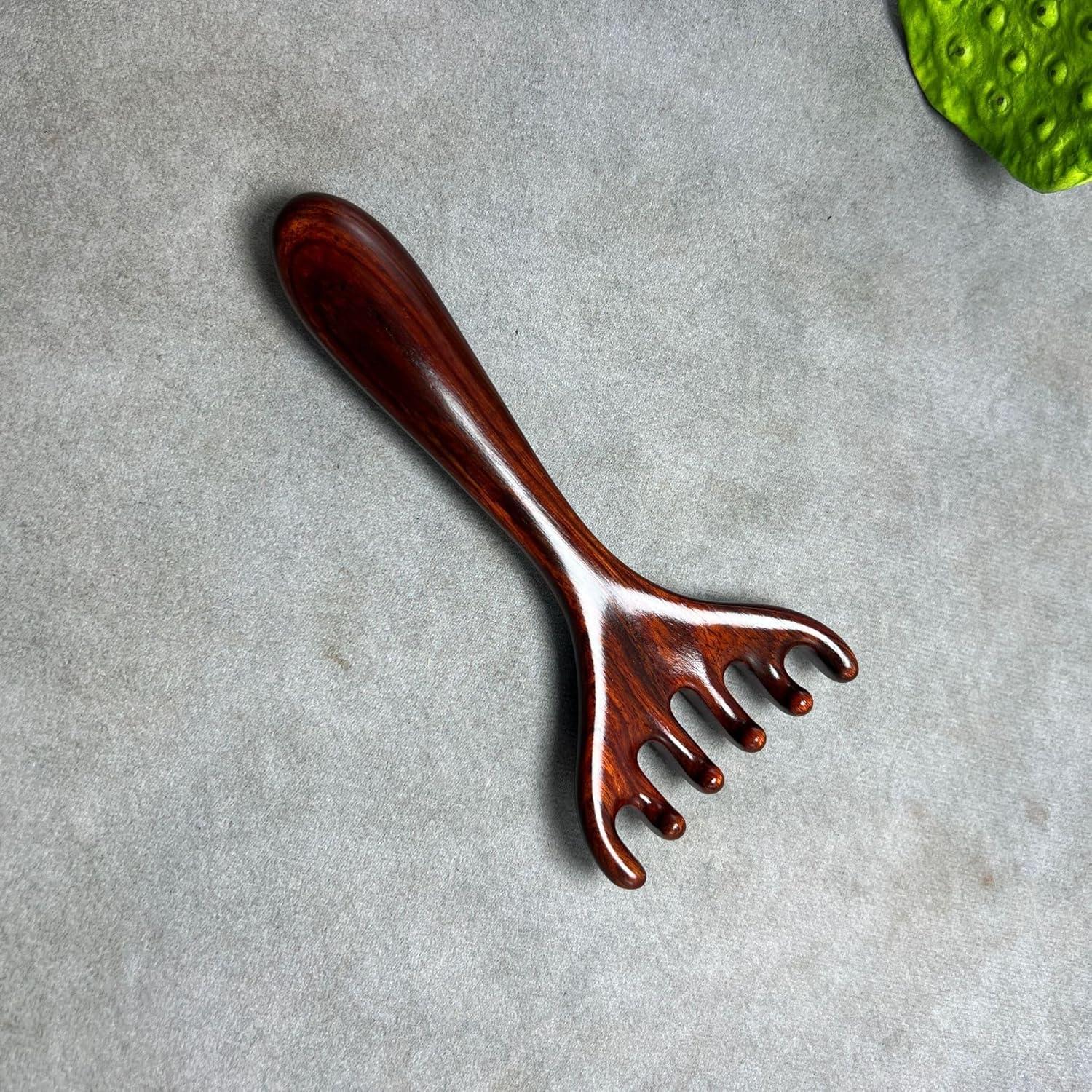 Set 2 Peines de Masaje de Madera Sándalo 6 Garras