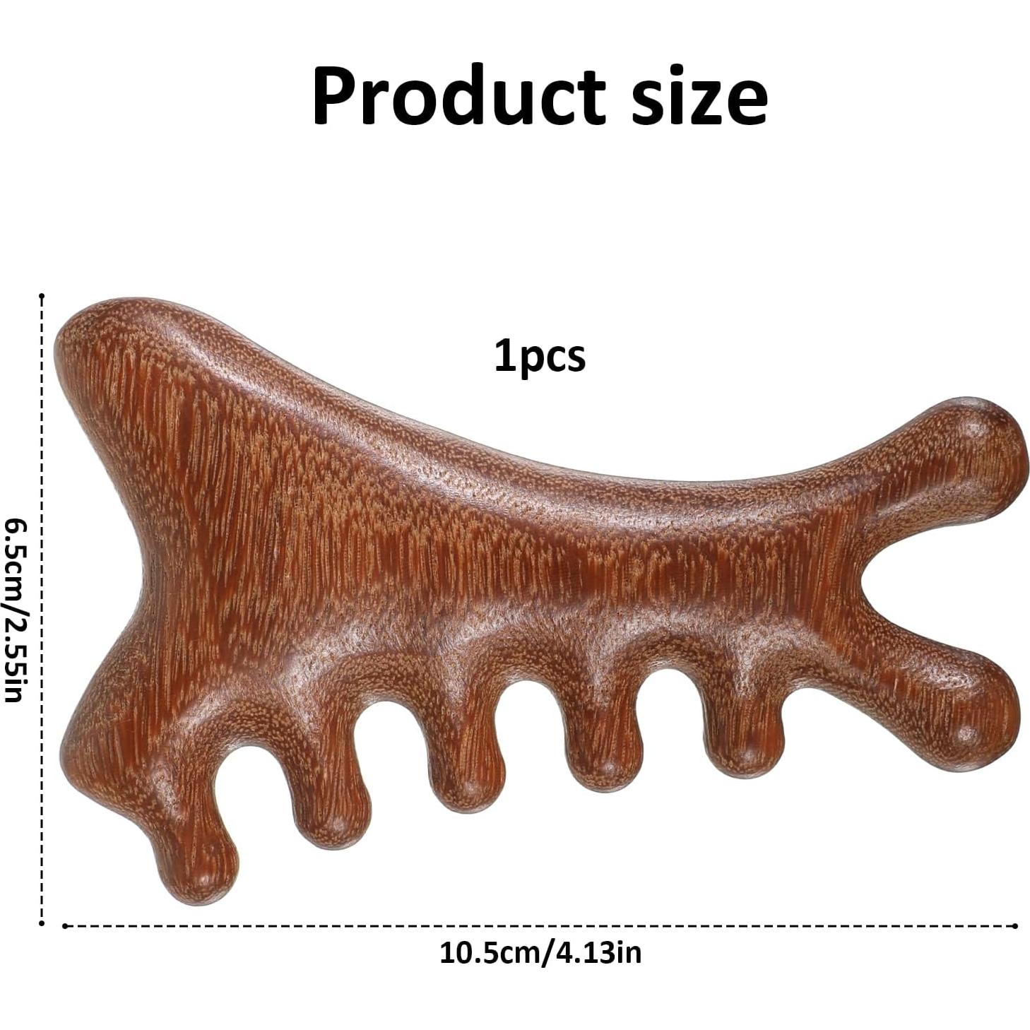 Peine Masajeador de Cuero Cabelludo de Madera Gtziqa 4 en 1