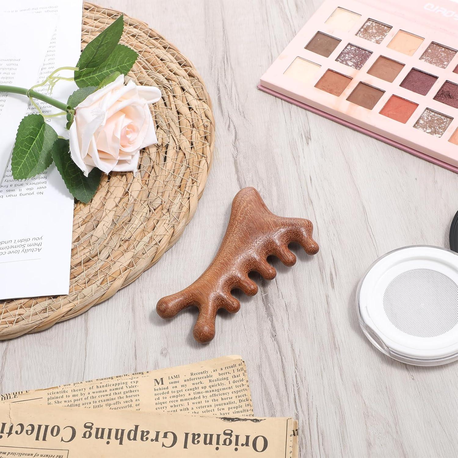 Peine Masajeador de Cuero Cabelludo de Madera Gtziqa 4 en 1