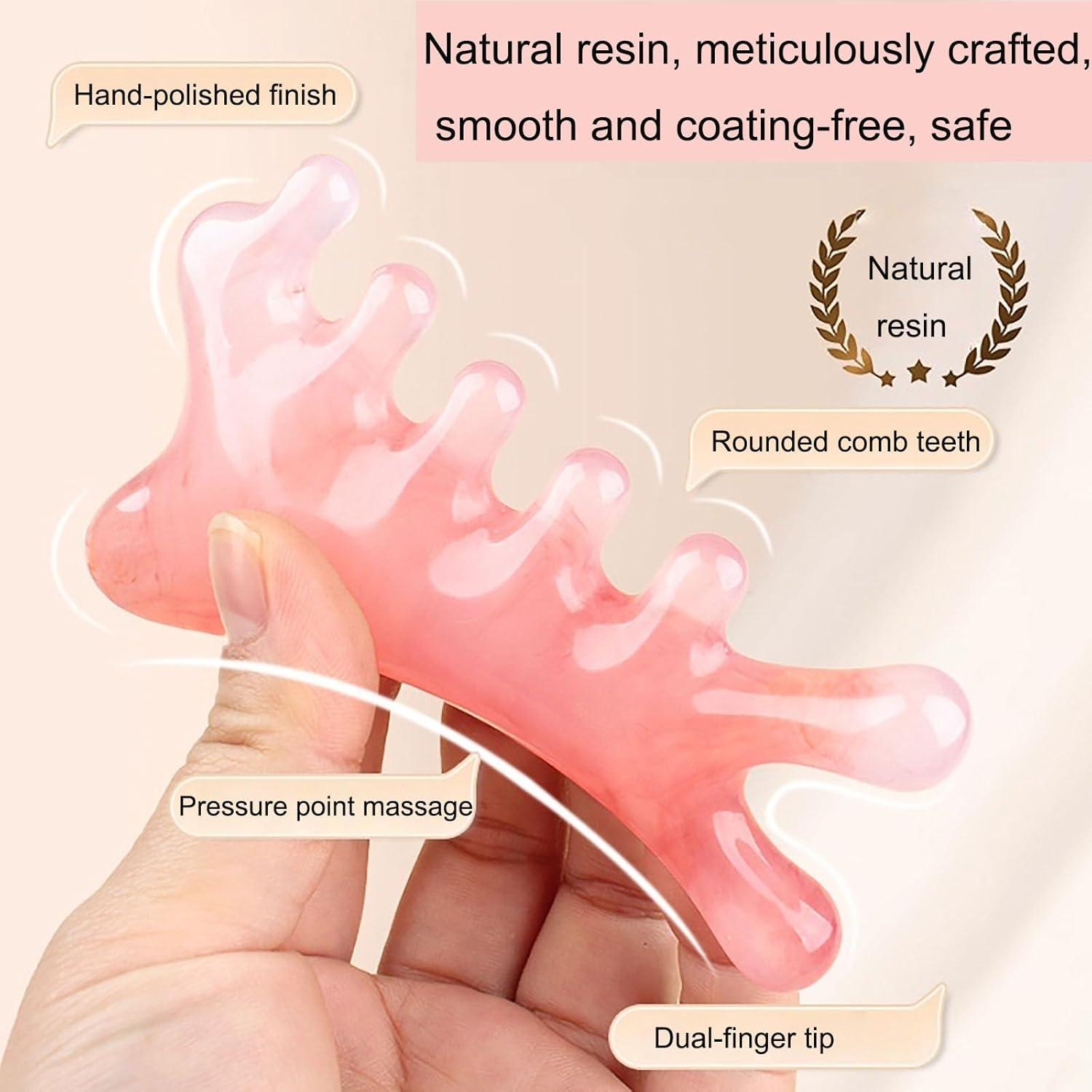 Masajeador Gua Sha 4 en 1 vsweet Rosa - Resina Natural