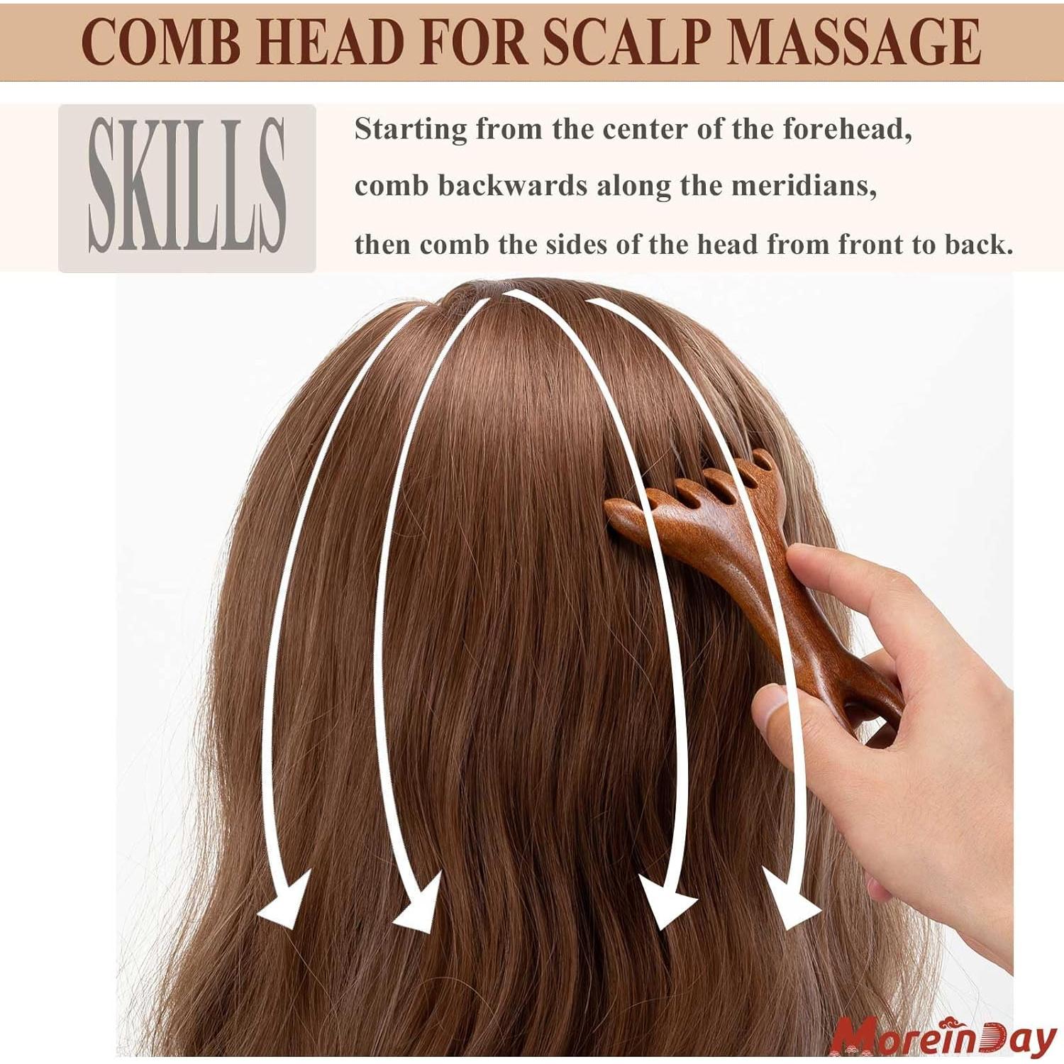 Masajeador de Pies y Cuero Cabelludo Moreinday - 2 Piezas de Sándalo