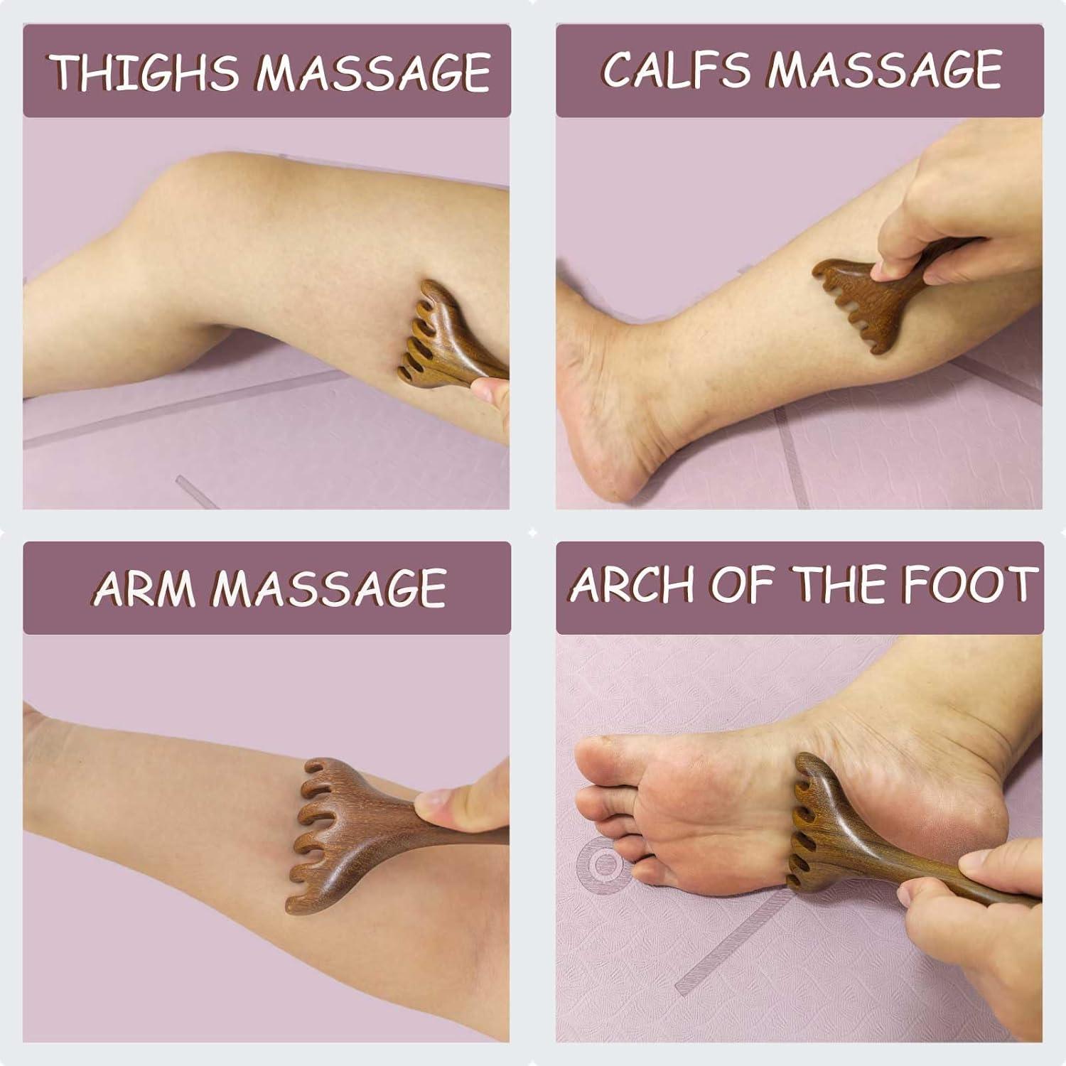 Masajeador de Pies y Cuero Cabelludo Moreinday - 2 Piezas de Sándalo