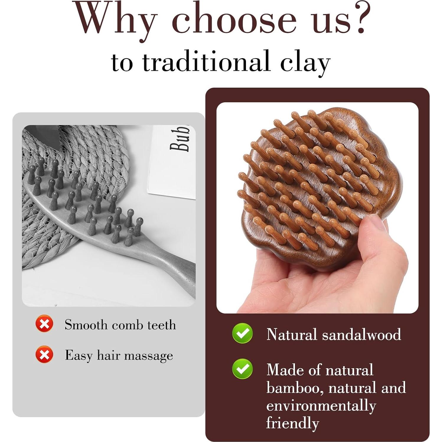 Cepillo de Masaje de Madera MBAIYO para Crecimiento del Cabello