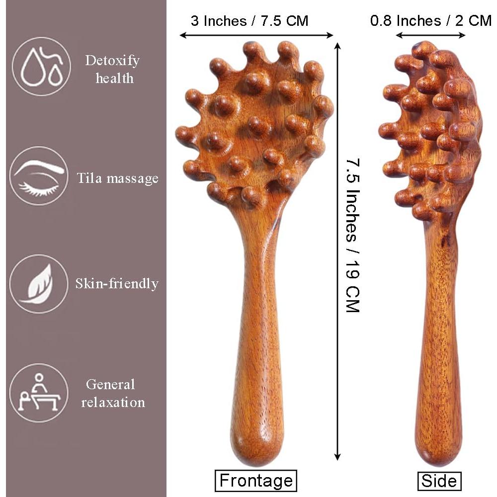 Herramienta de Masaje Gua Sha OULIGET - Peine de Sándalo 2.54cm