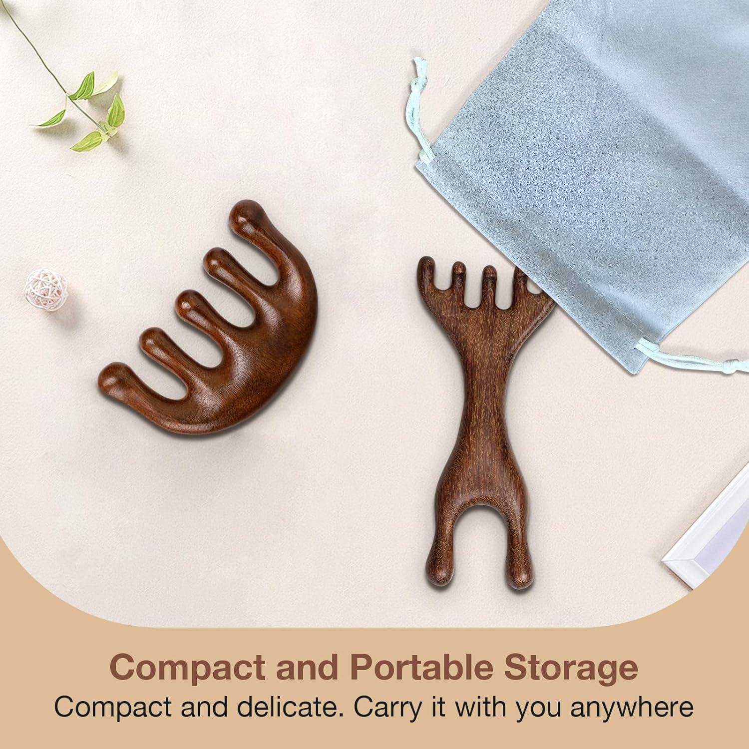 Peine Masajeador de Madera de Sándalo Krebly 5 Garras