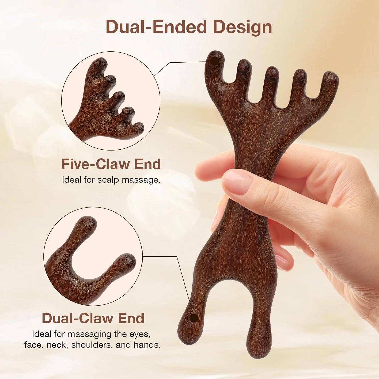 Peine Masajeador de Madera de Sándalo Krebly 5 Garras