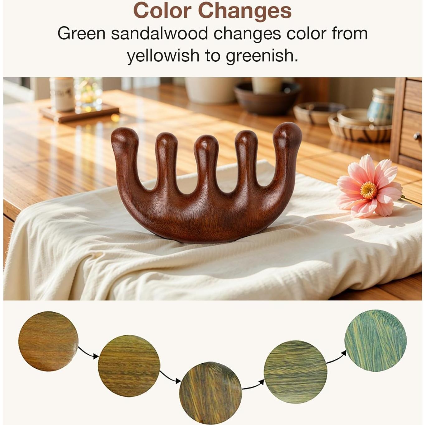 Peine Masajeador de Madera de Sándalo Krebly 5 Garras