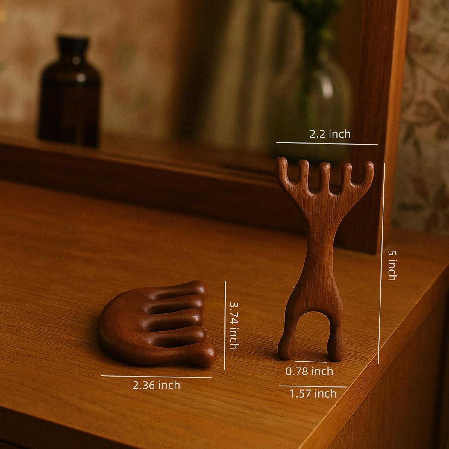 Peine Masajeador de Madera de Sándalo Krebly 5 Garras