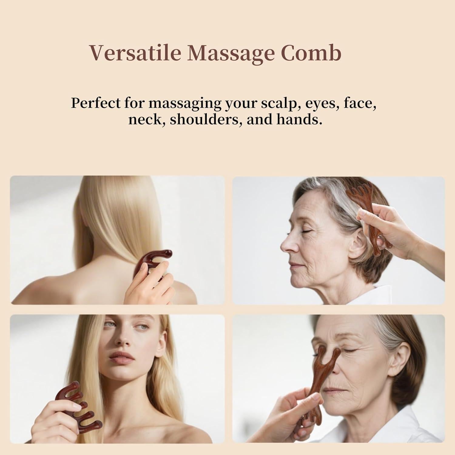 Peine Masajeador de Madera de Sándalo Krebly 5 Garras