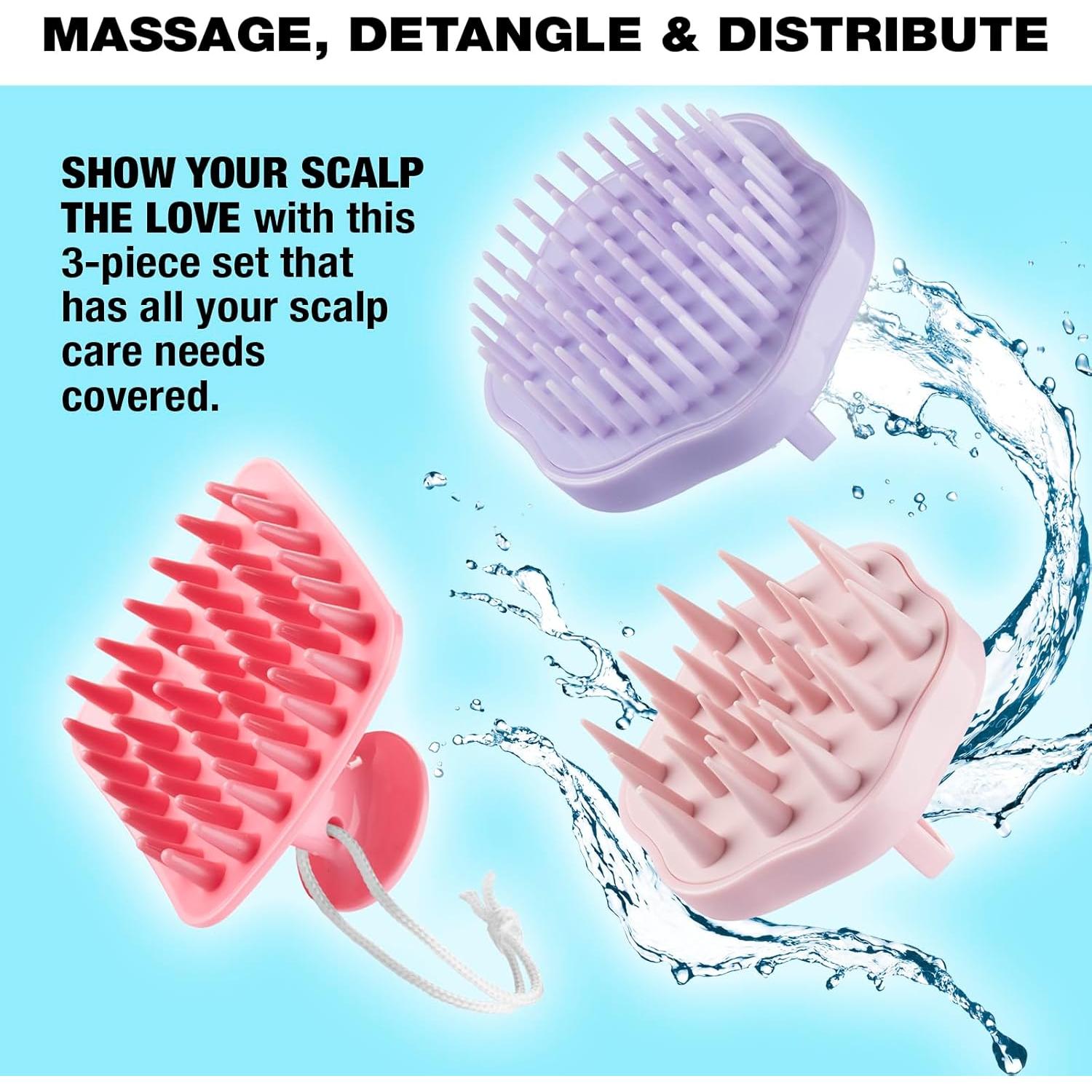 Masajeador de cuero cabelludo Conair - Set de 3 cepillos