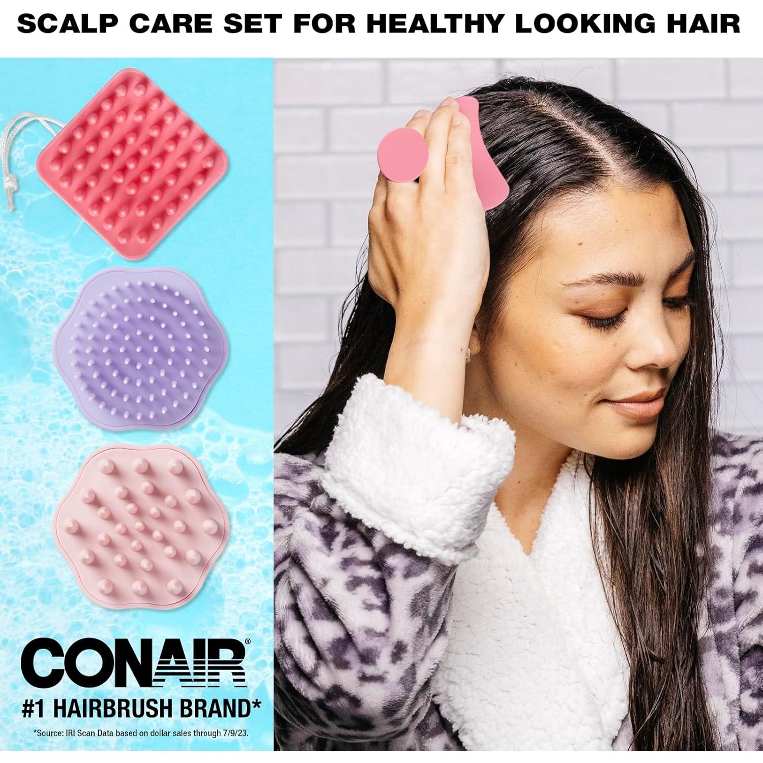 Masajeador de cuero cabelludo Conair - Set de 3 cepillos