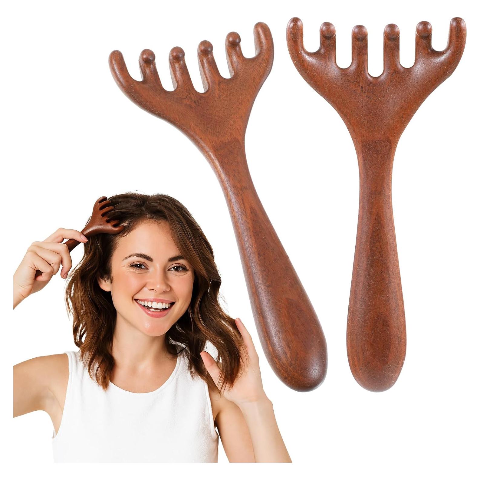 Masajeador de Cabeza Quilax 2 Piezas Madera Sándalo 14x6.7cm