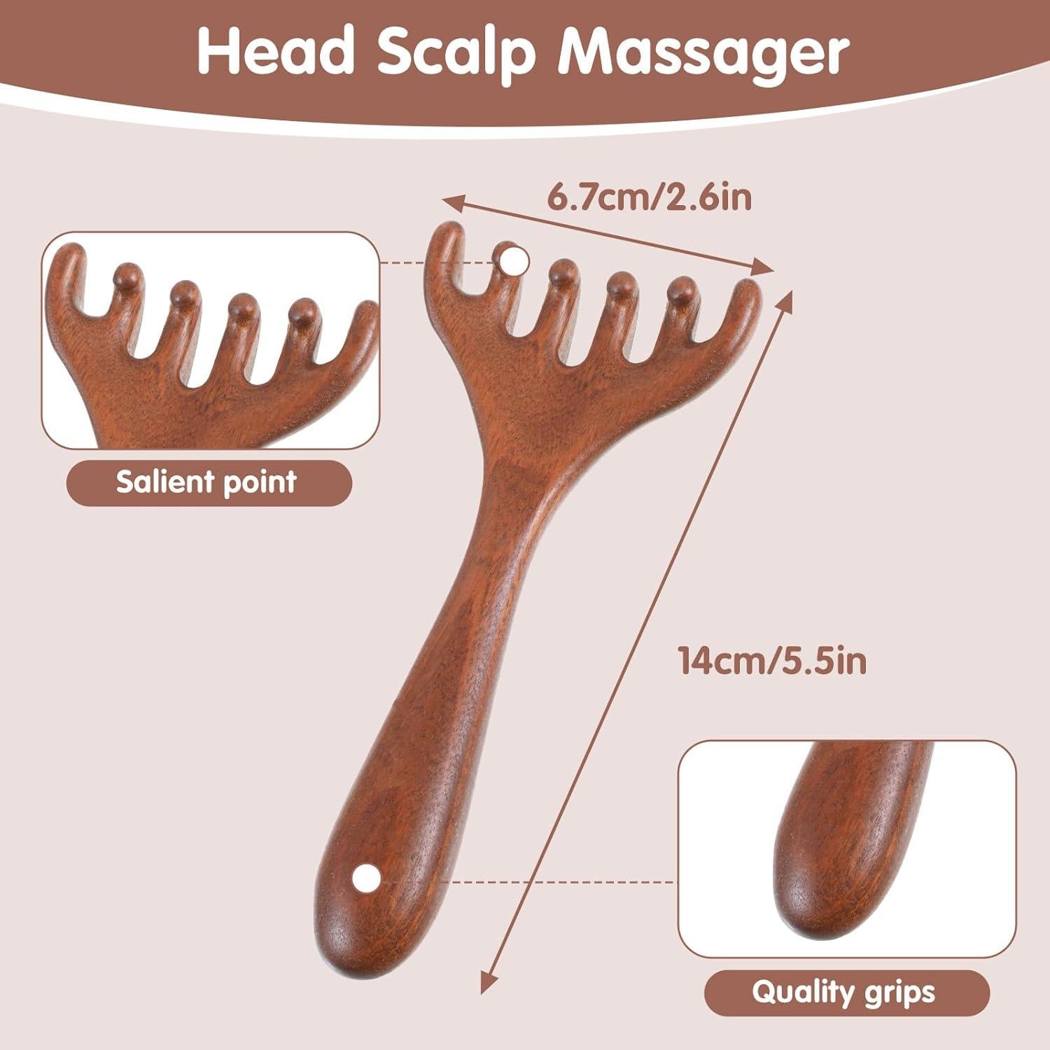 Masajeador de Cabeza Quilax 2 Piezas Madera Sándalo 14x6.7cm