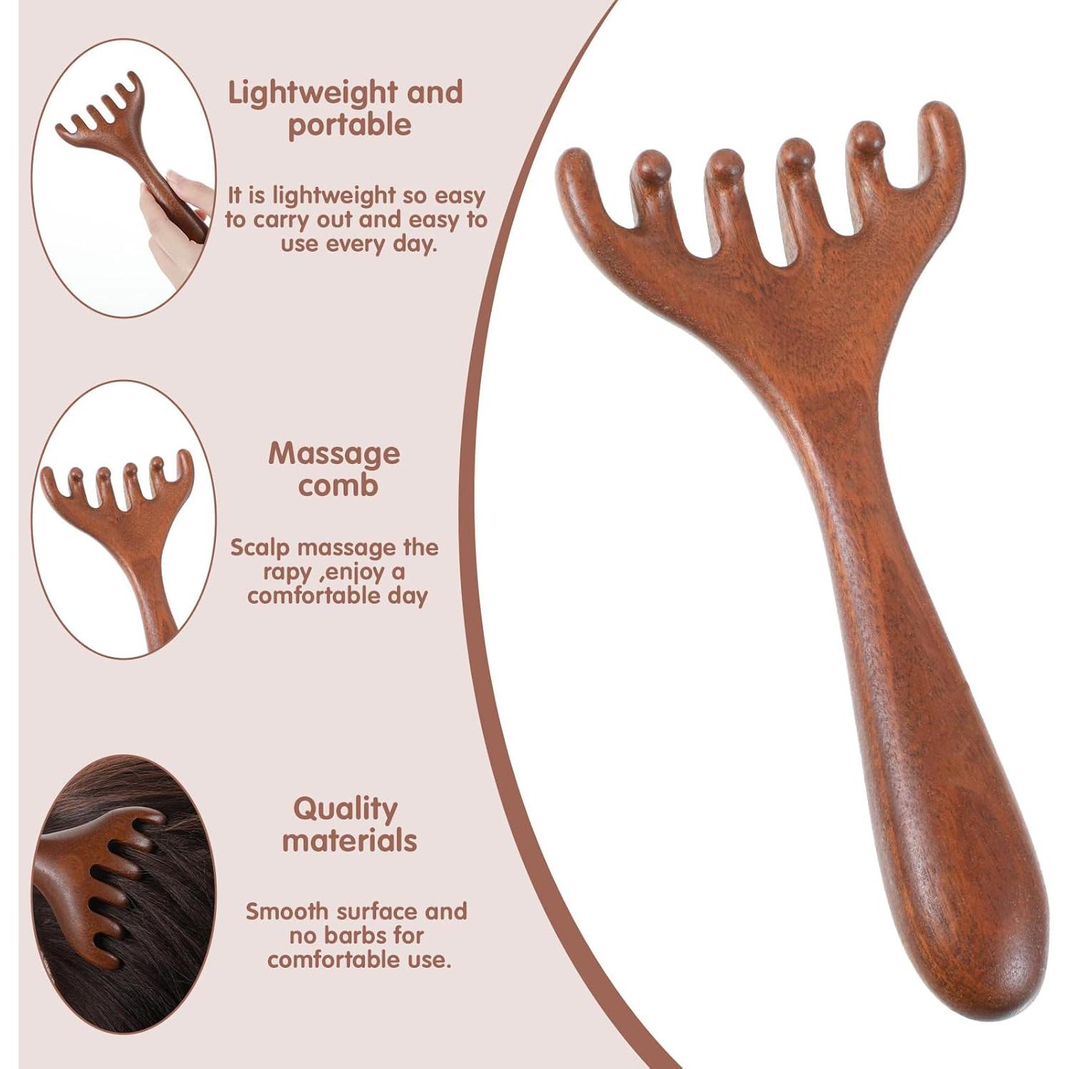 Masajeador de Cabeza Quilax 2 Piezas Madera Sándalo 14x6.7cm