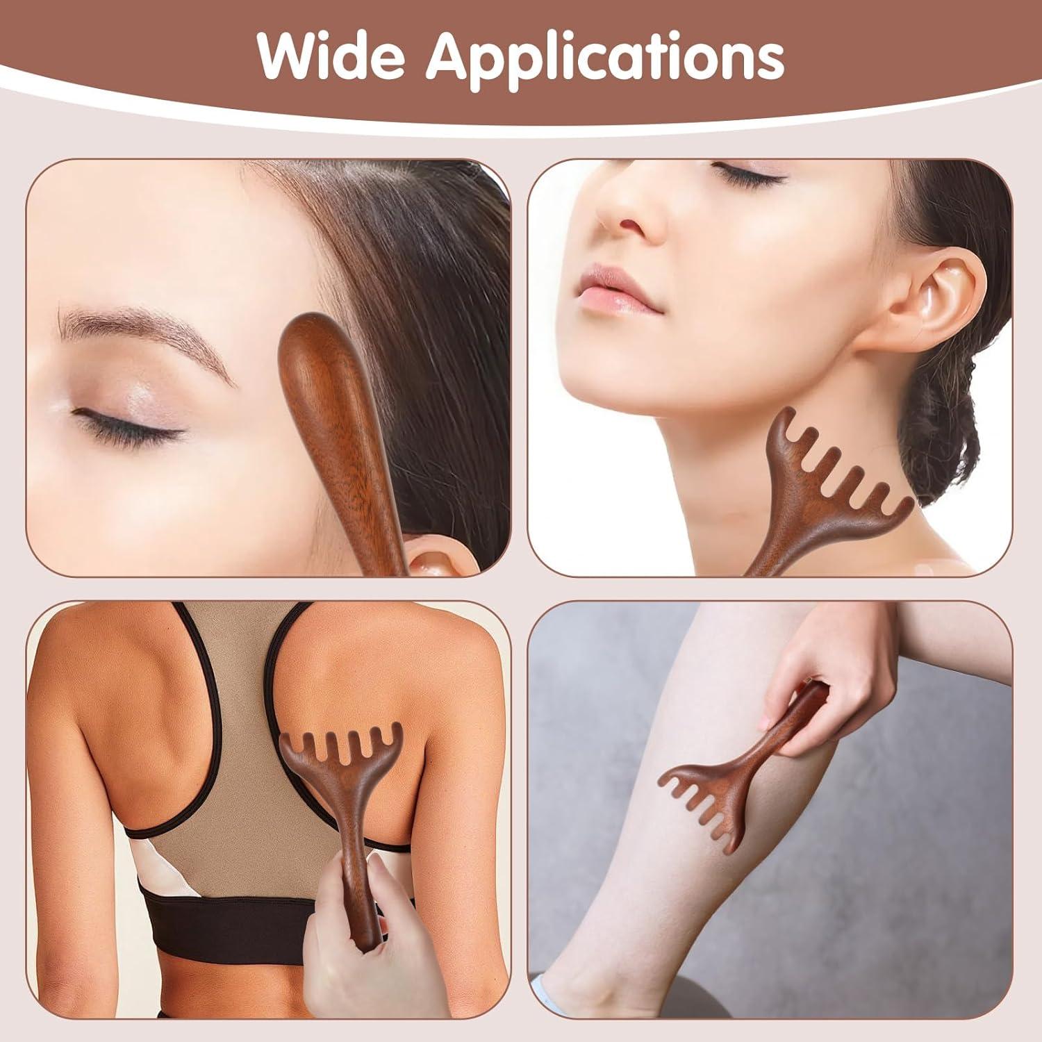 Masajeador de Cabeza Quilax 2 Piezas Madera Sándalo 14x6.7cm