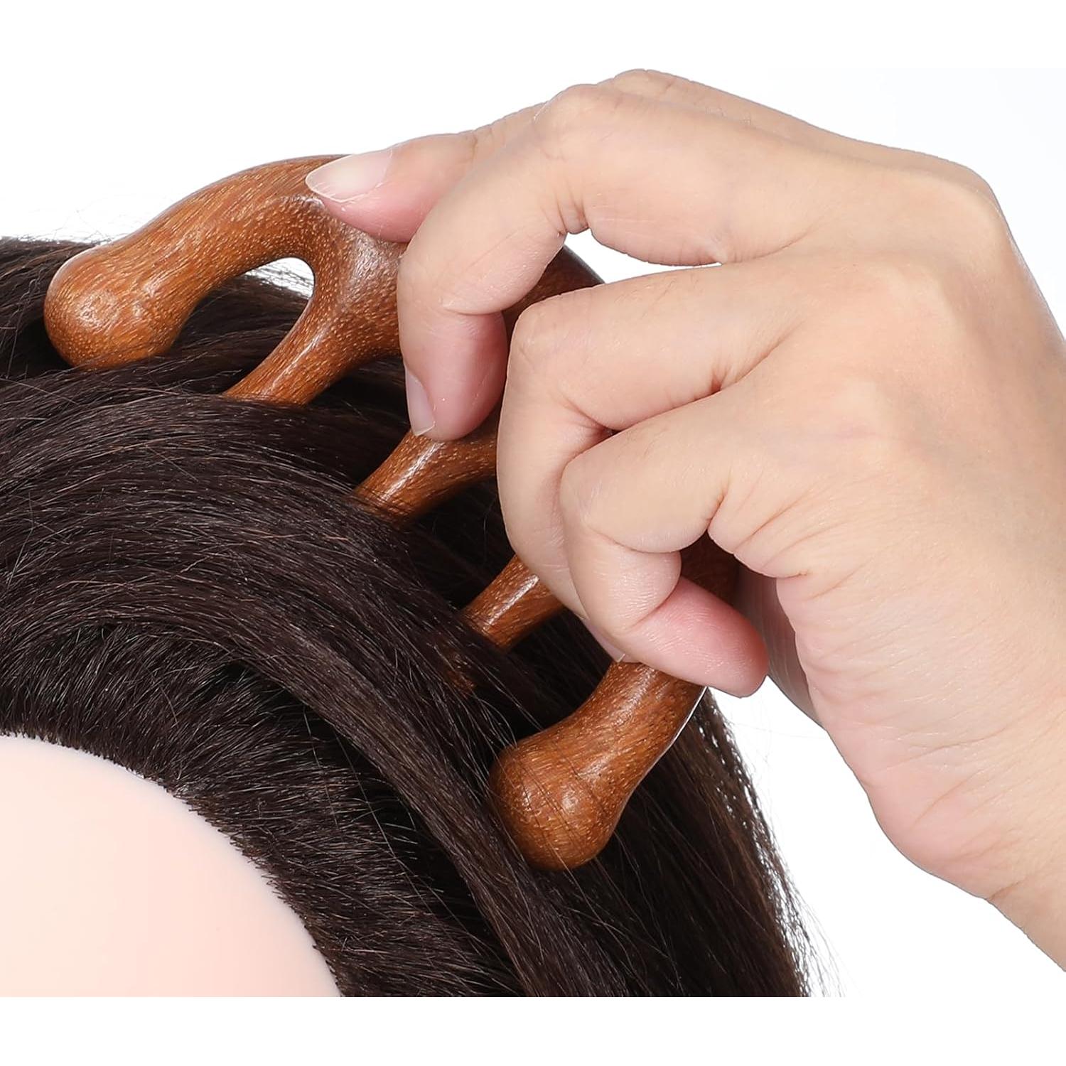 Juego de 3 Peines Masajeadores de Madera Sándalo QfwdfcTrenz