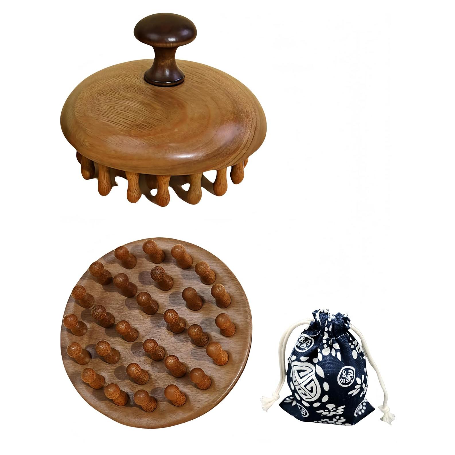 Masajeador de Cuero Cabelludo de Sándalo JBSYYXGS - Ergonómico y Portátil