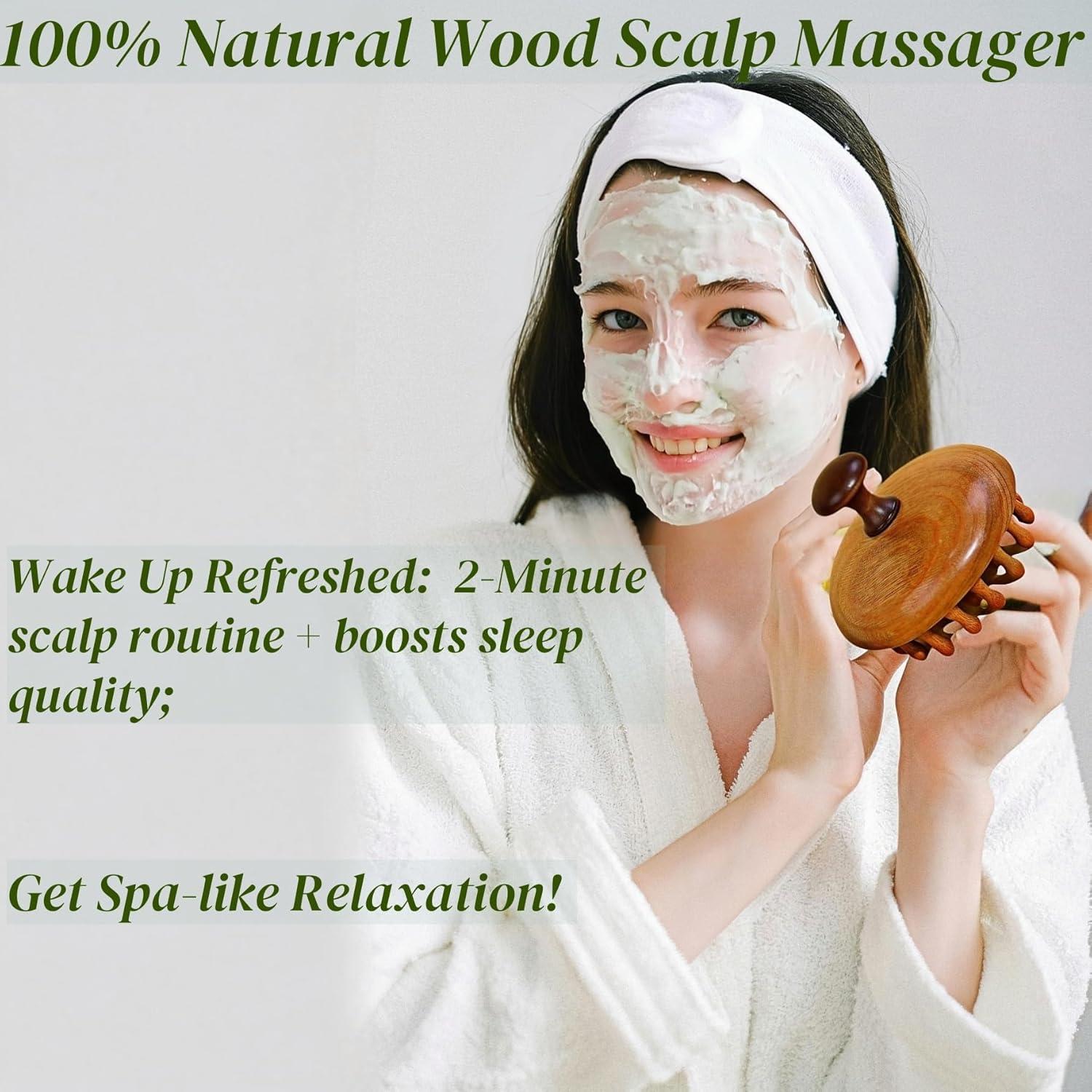 Masajeador de Cuero Cabelludo de Sándalo JBSYYXGS - Ergonómico y Portátil