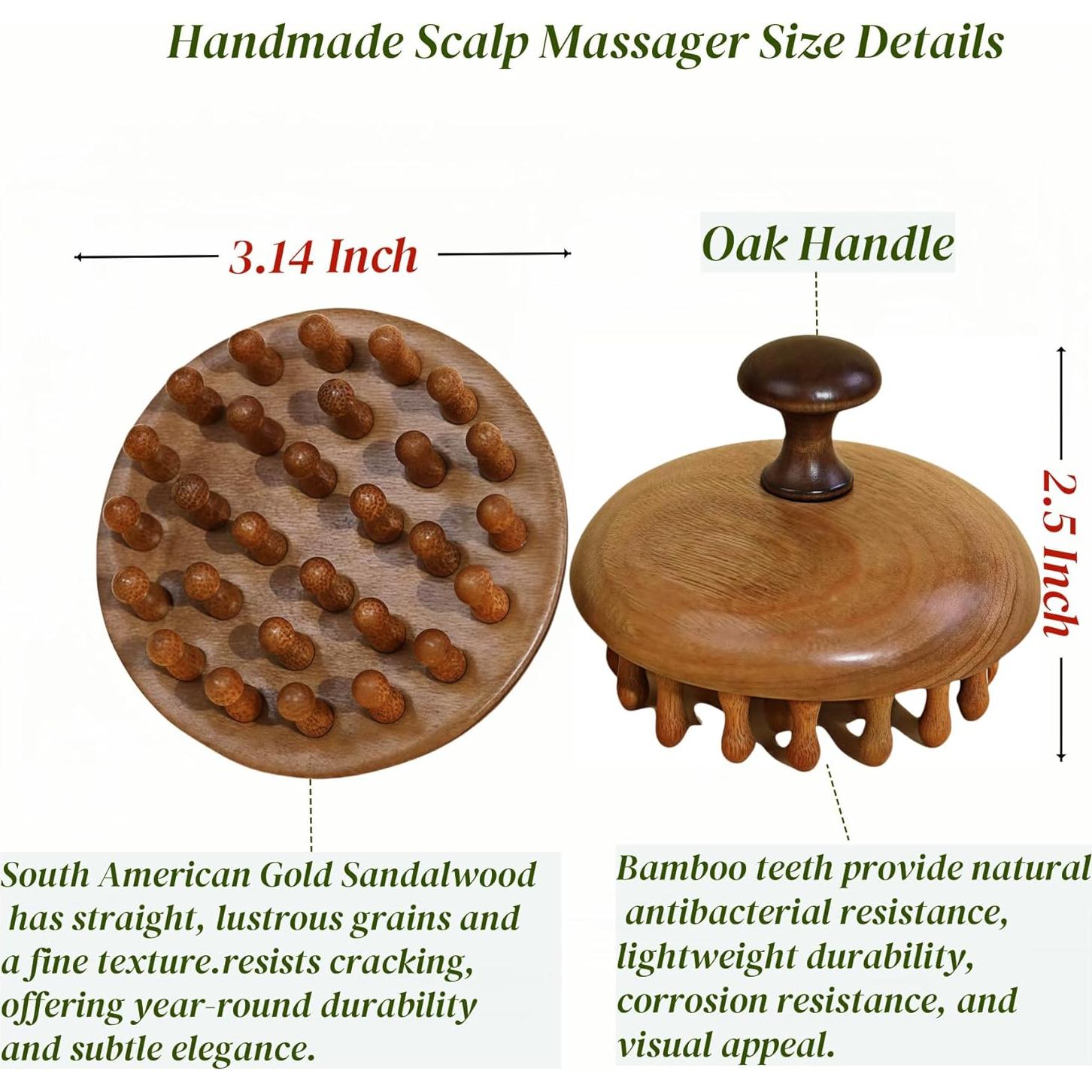 Masajeador de Cuero Cabelludo de Sándalo JBSYYXGS - Ergonómico y Portátil