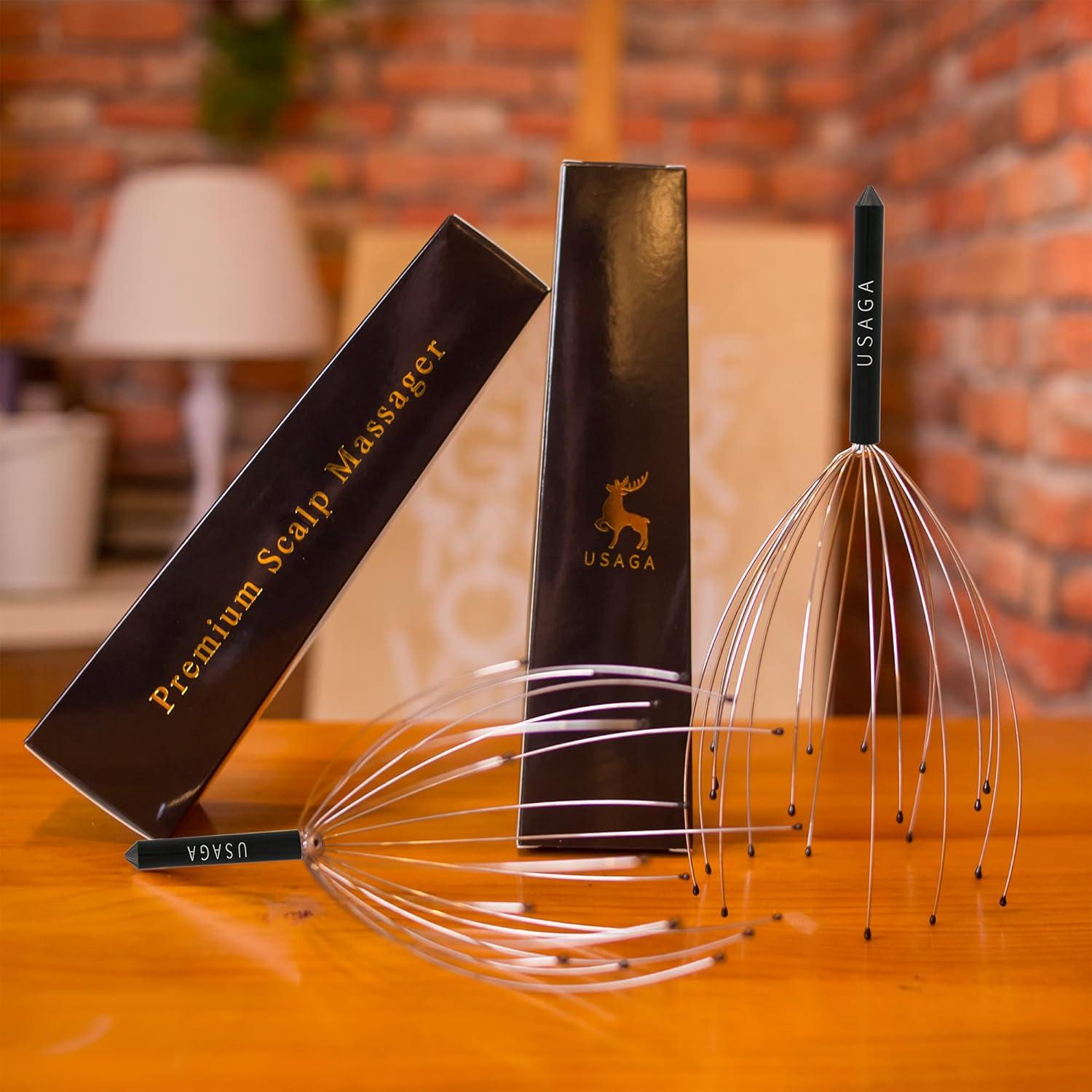 Masajeador de Cabeza USAGA 20 Púas Negro para Relajación