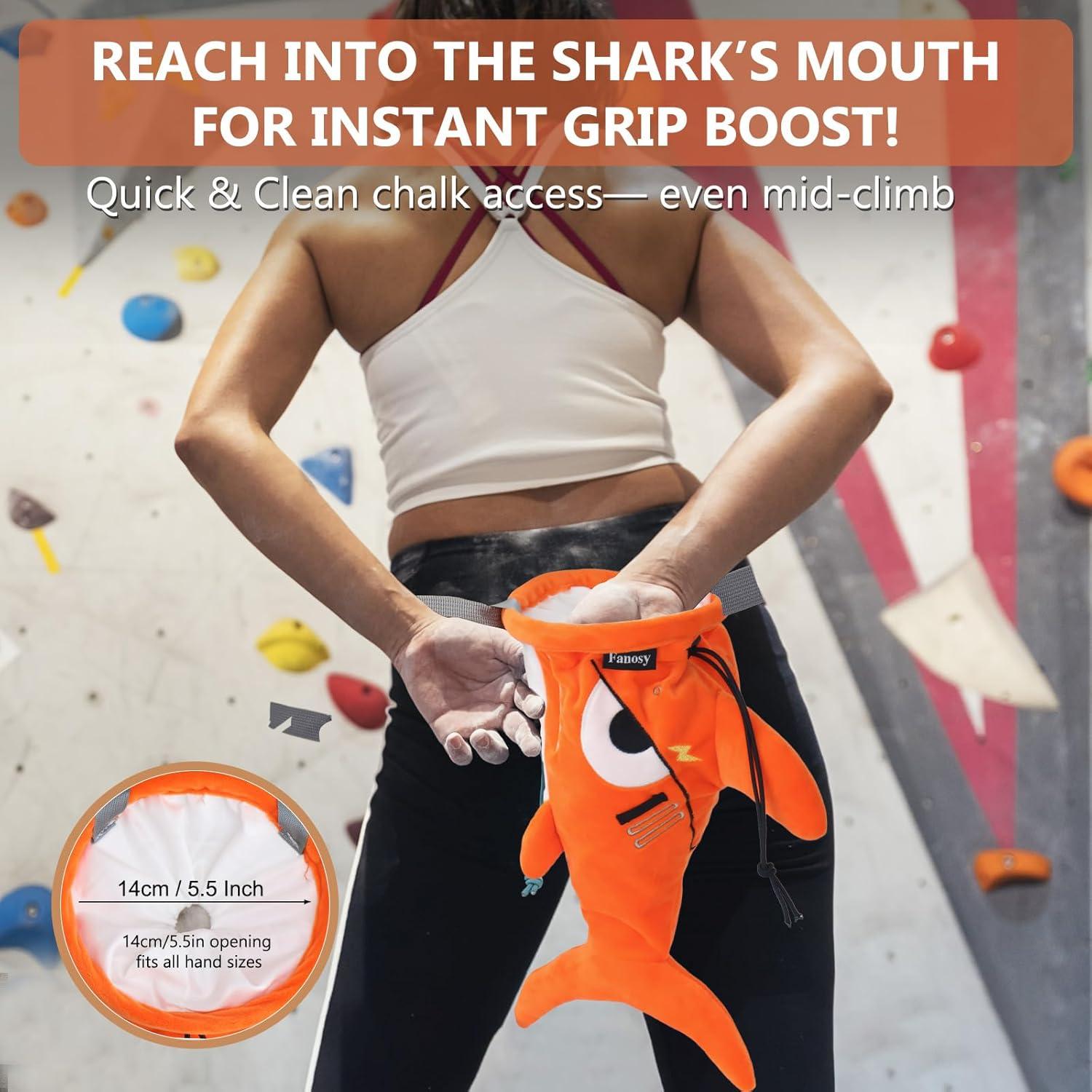 Bolsa de Tiza Fanosy Shark para Escalada - Naranja 2025