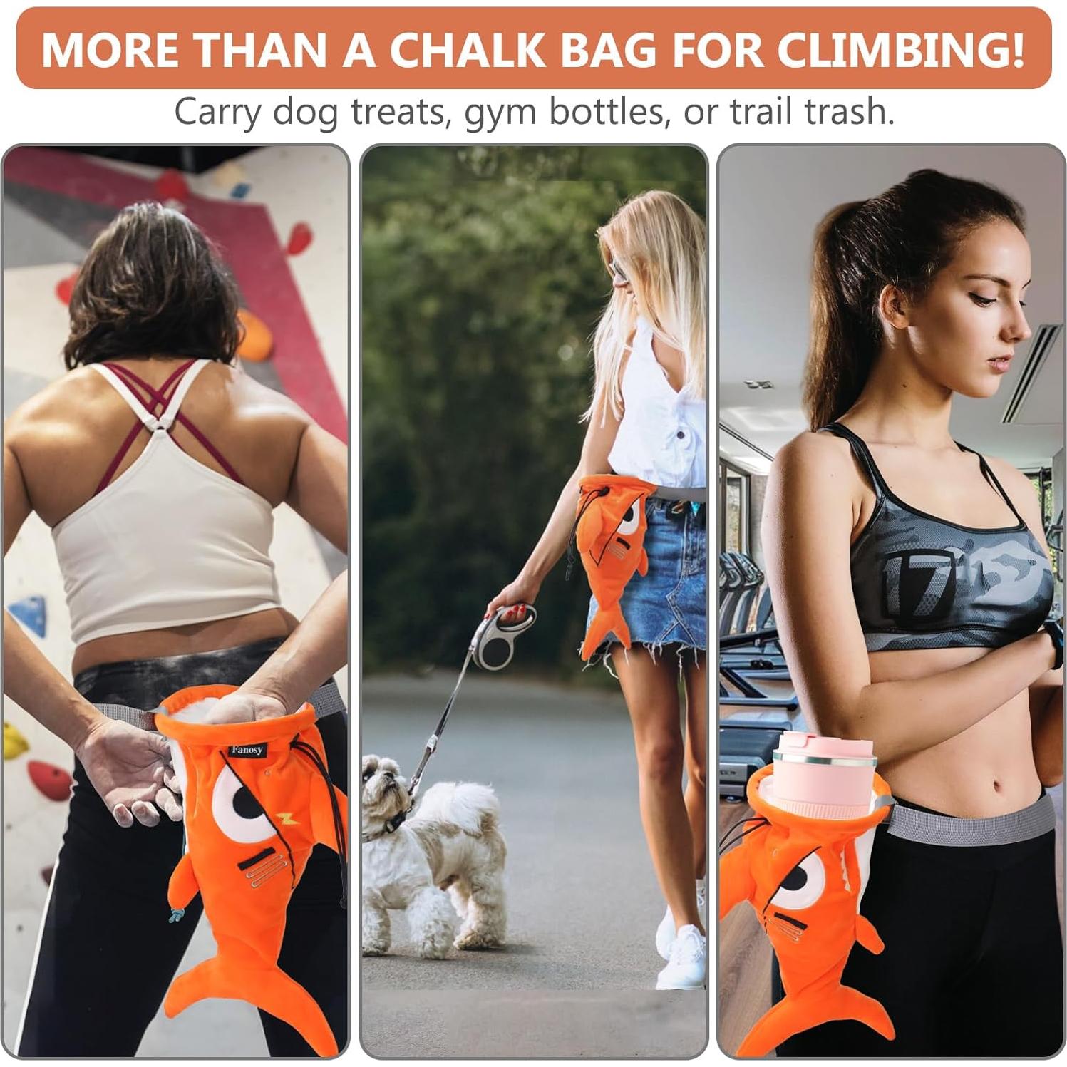 Bolsa de Tiza Fanosy Shark para Escalada - Naranja 2025