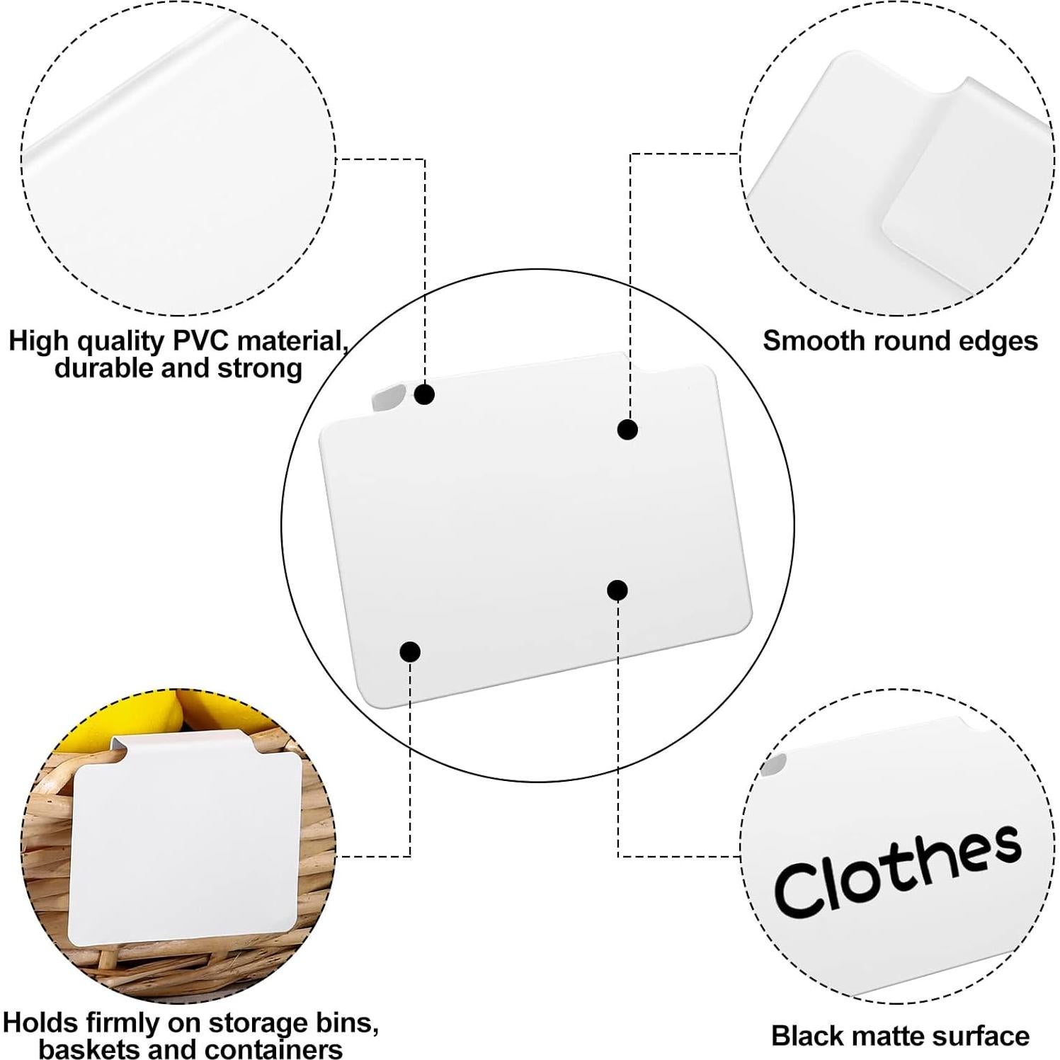 9 Etiquetas Removibles para Cestas Chrisfall con Marcador Tiza