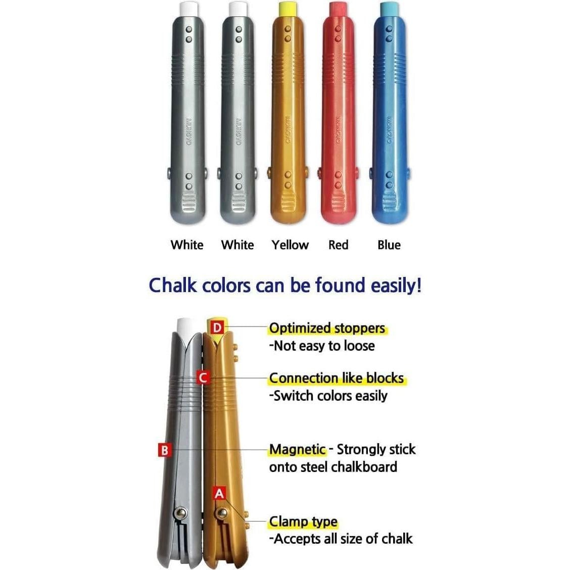 Soportes de Tiza LENITH - 5 Piezas Ajustables para Pizarras