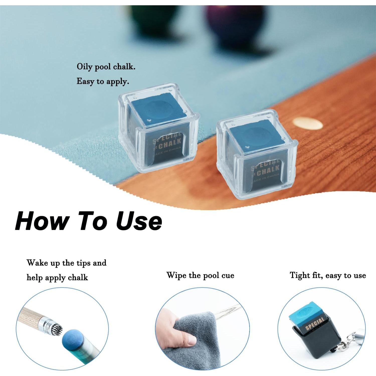 Soporte de Tiza para Taco de Billar OMTRS 11 en 1 con Guante