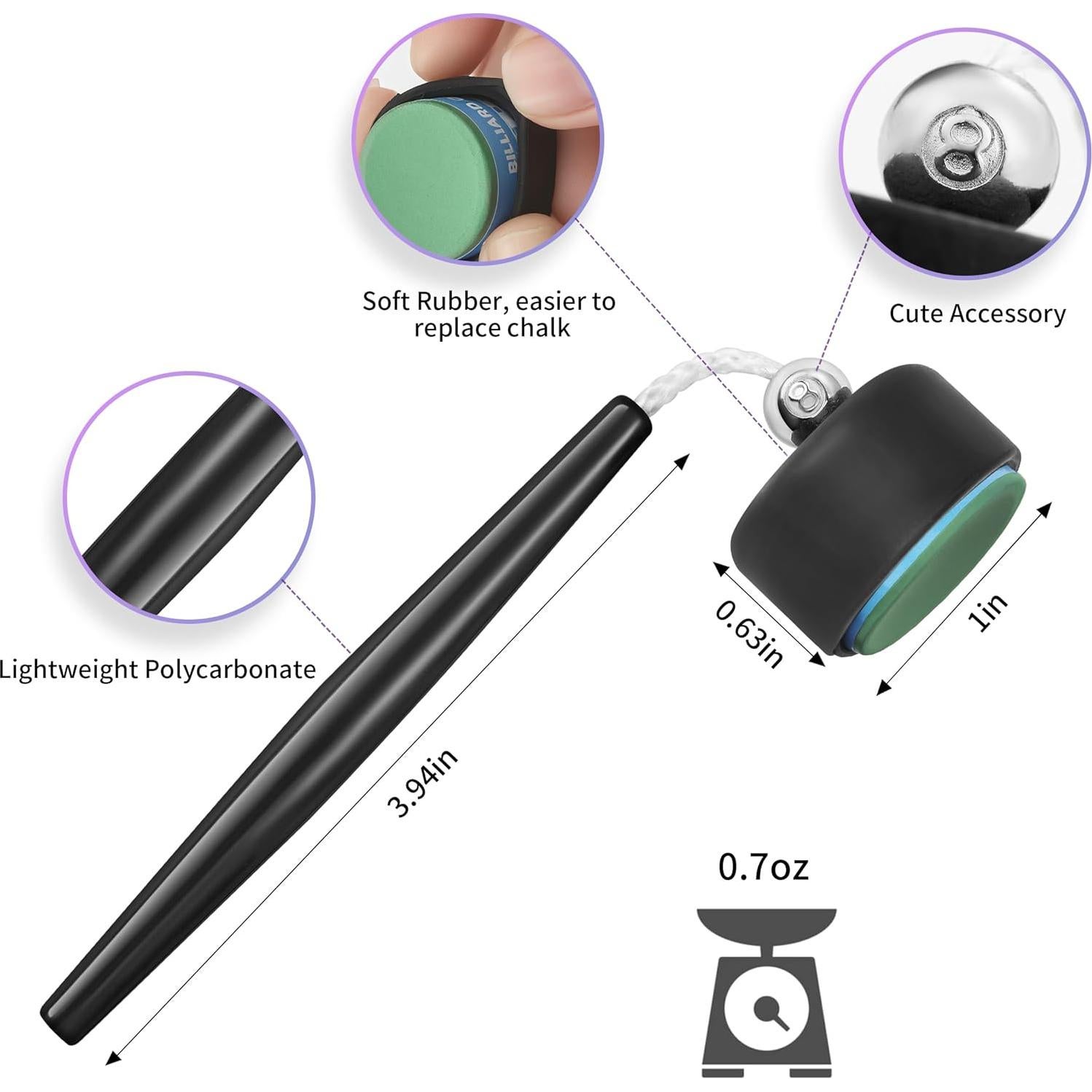 Tiza para Billar NINGSON con Soporte Negro - Profesional