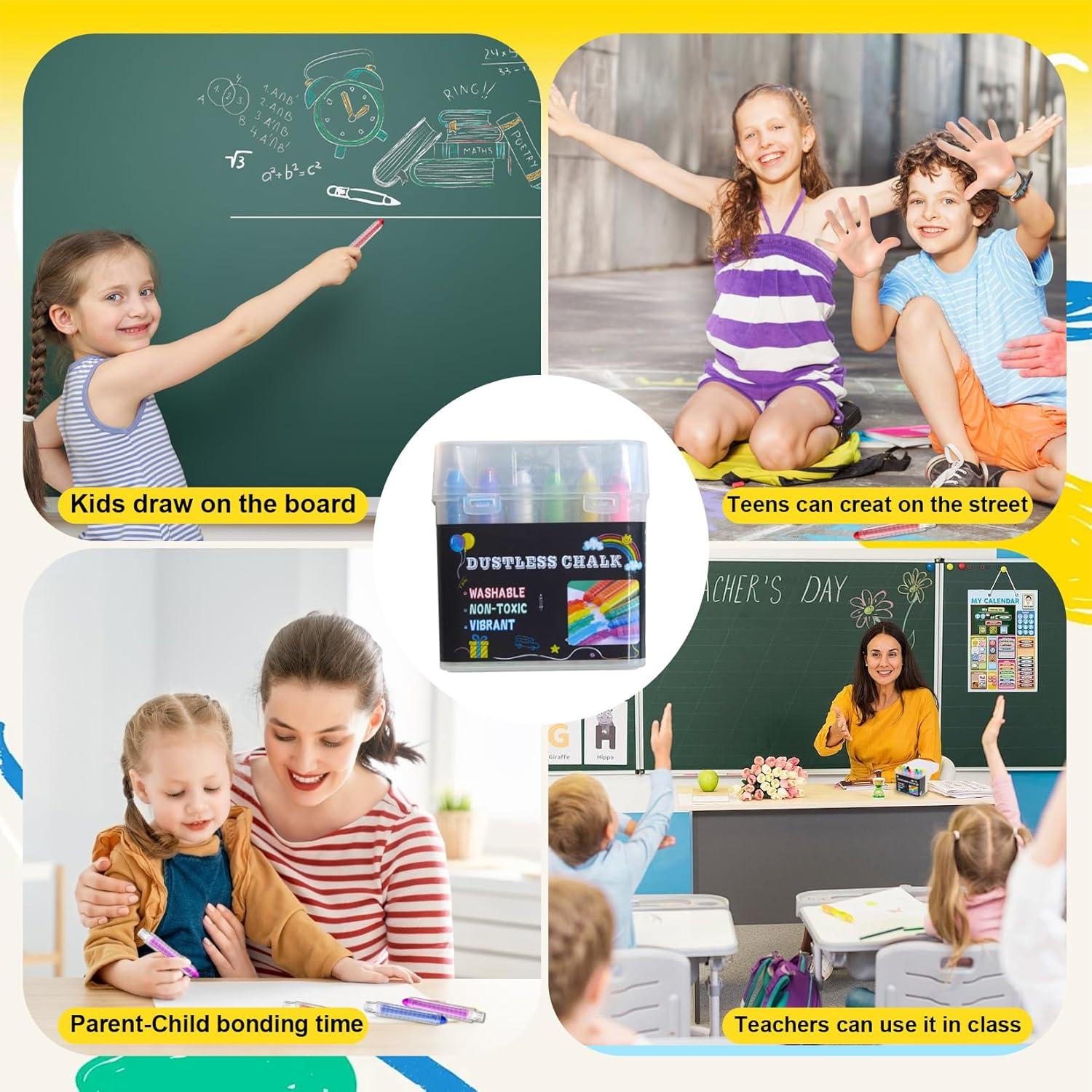 Juego de Tizas Sin Polvo Haoyond 24 Colores con Soporte