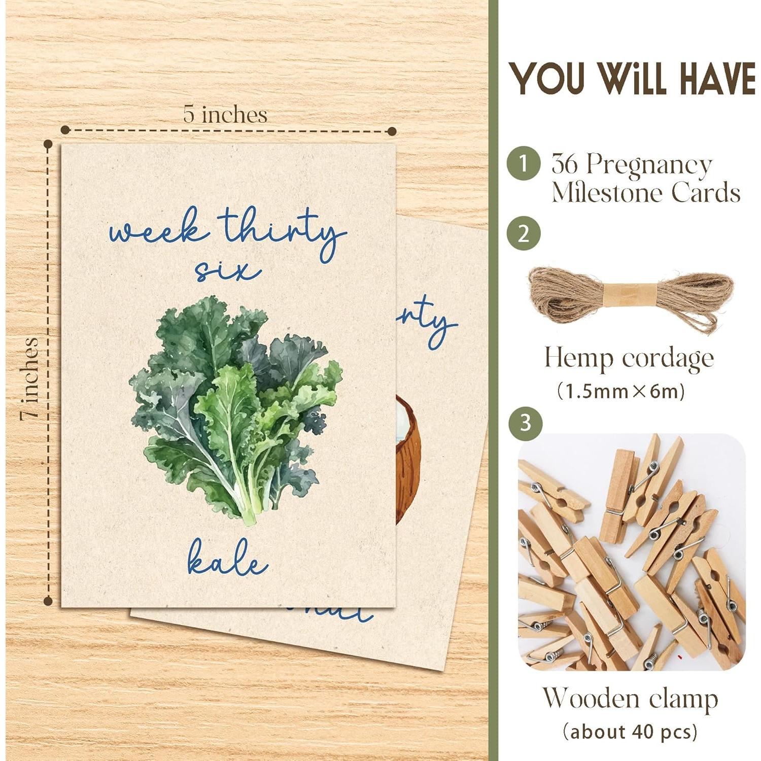 Tarjetas de Hitos de Embarazo HandEasy - 36 Pcs 5x7" Kraft