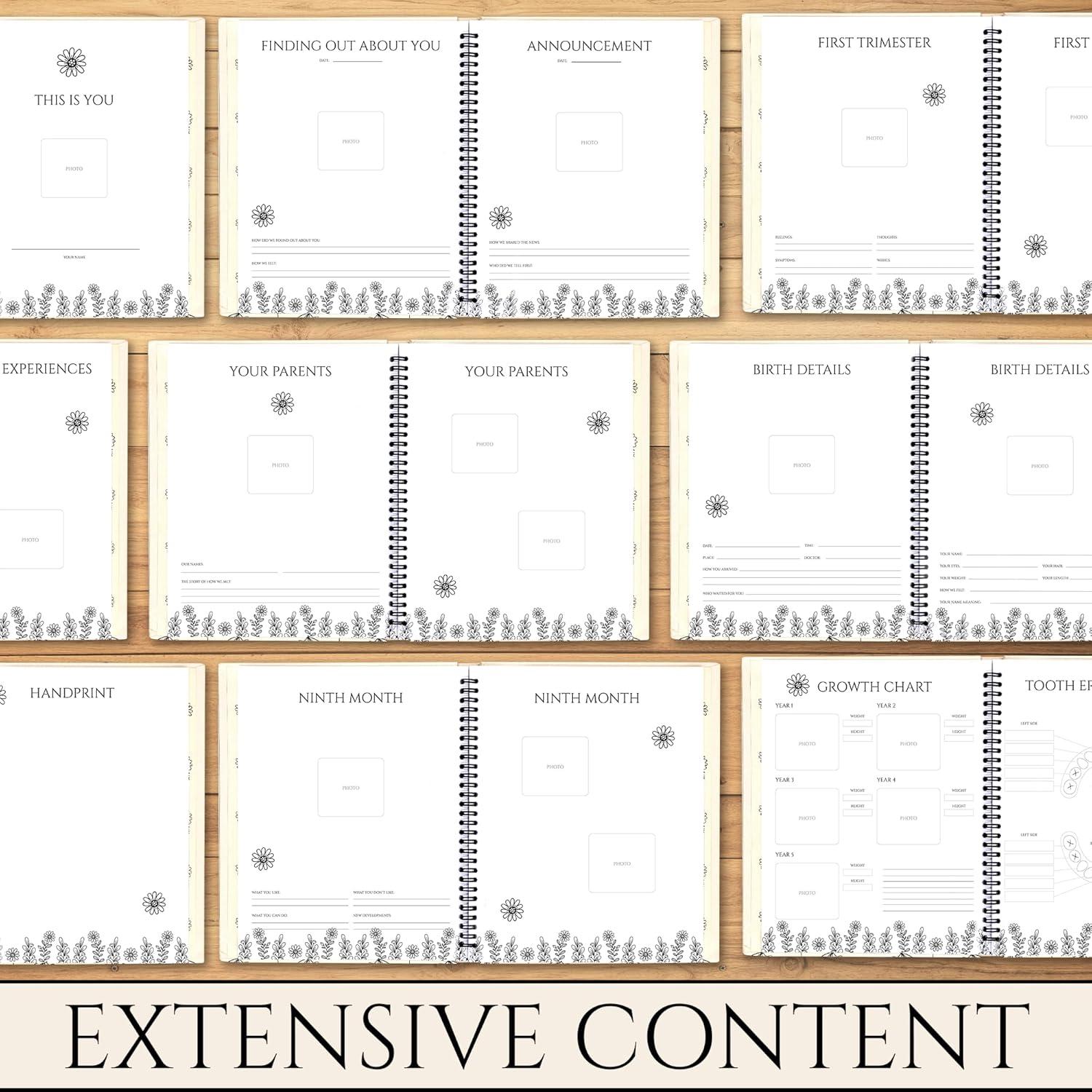 Diario de Embarazo NILAHUE con 100 Páginas y Tarjetas de Hitos