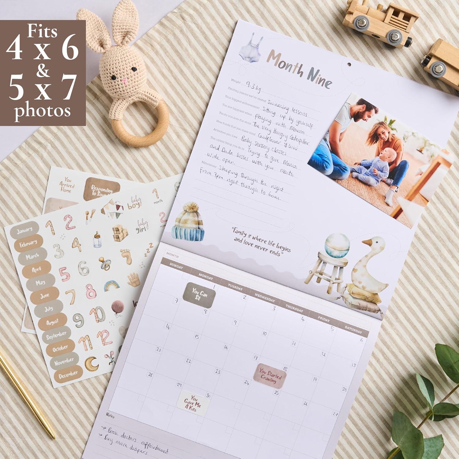 Calendario del Primer Año del Bebé Bibi & Beau con 100 Pegatinas