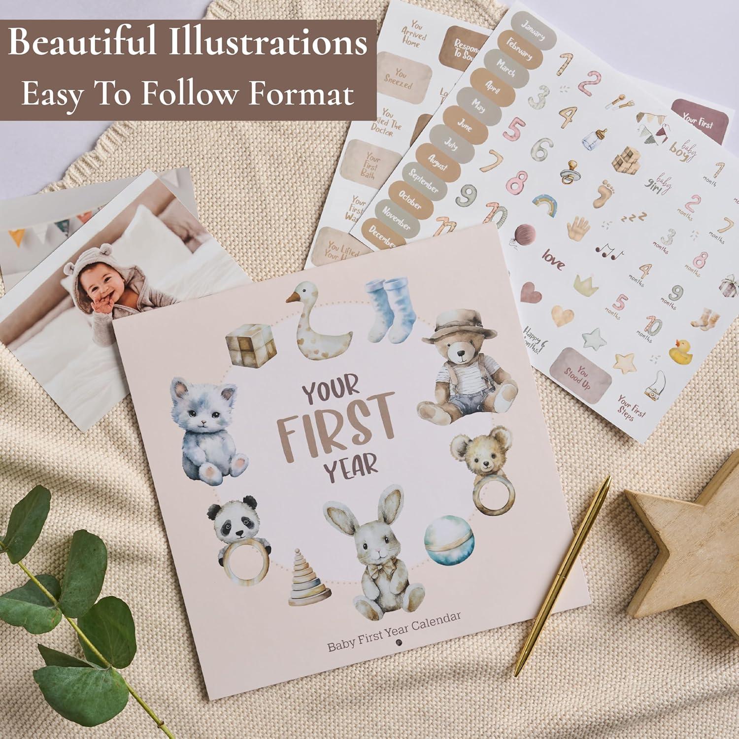 Calendario del Primer Año del Bebé Bibi & Beau con 100 Pegatinas