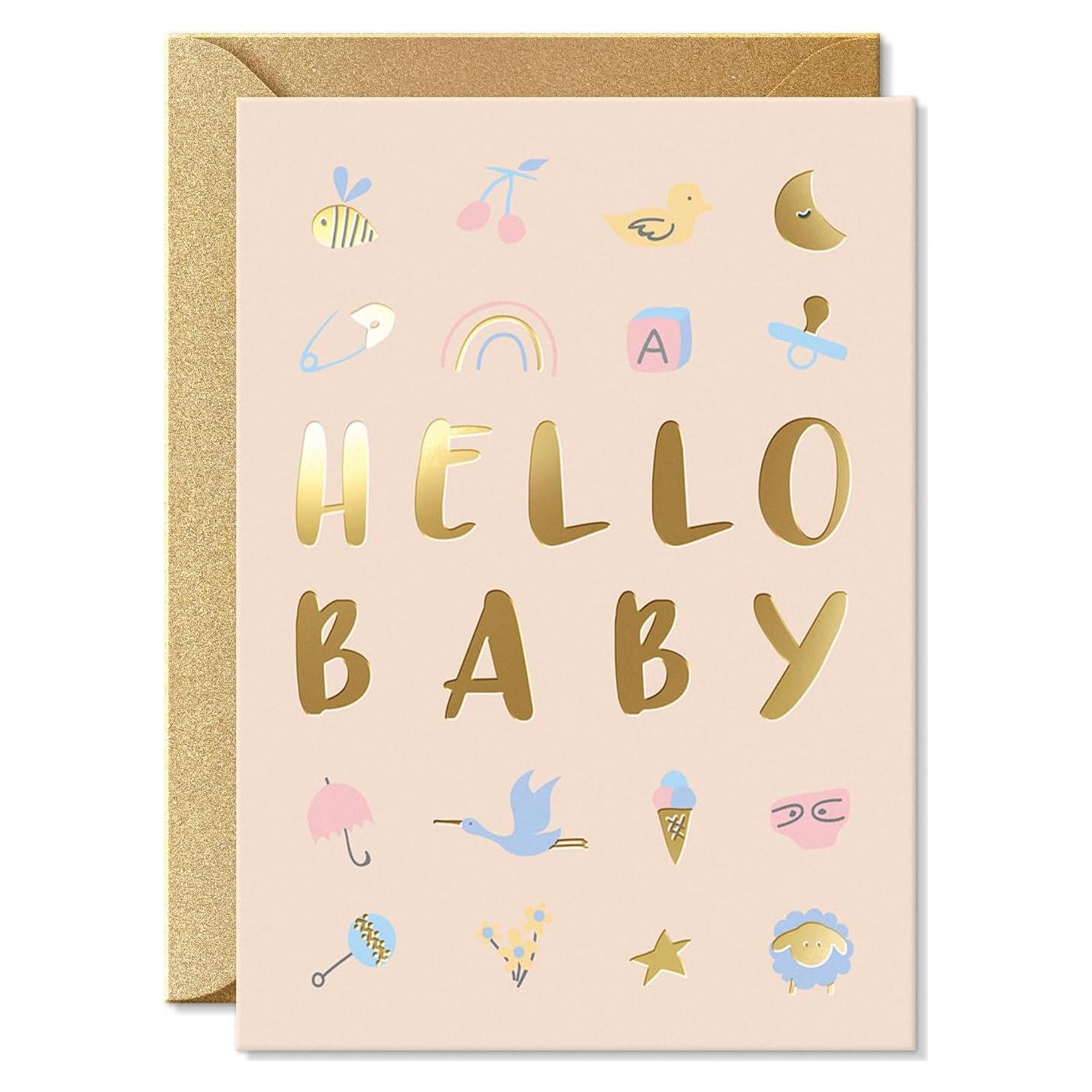 Tarjeta de Baby Shower Sweetzer & Orange con Foil Dorado 12.7x17.8 cm