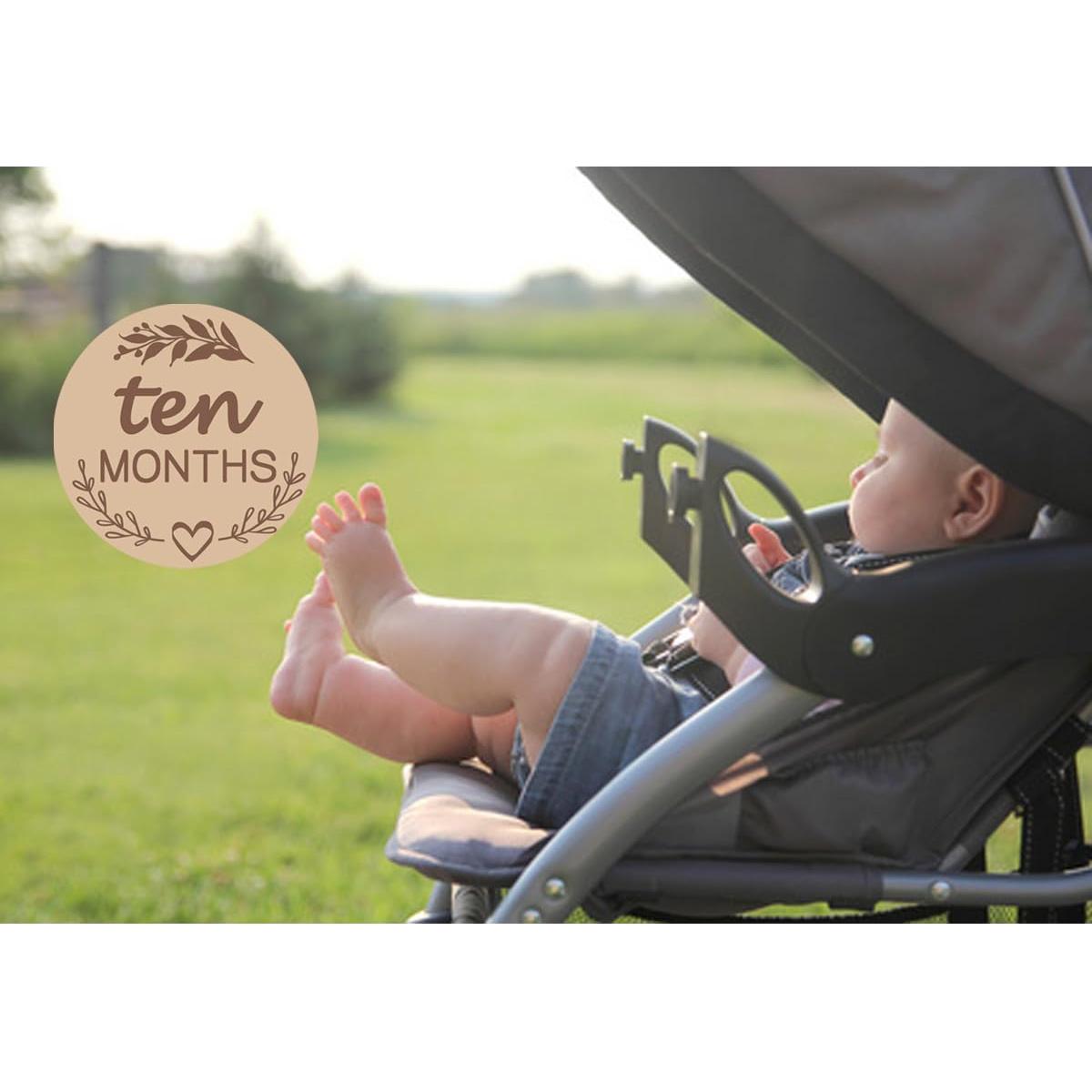 Discos de Hitos Mensuales para Bebés de Madera - 12 Tarjetas