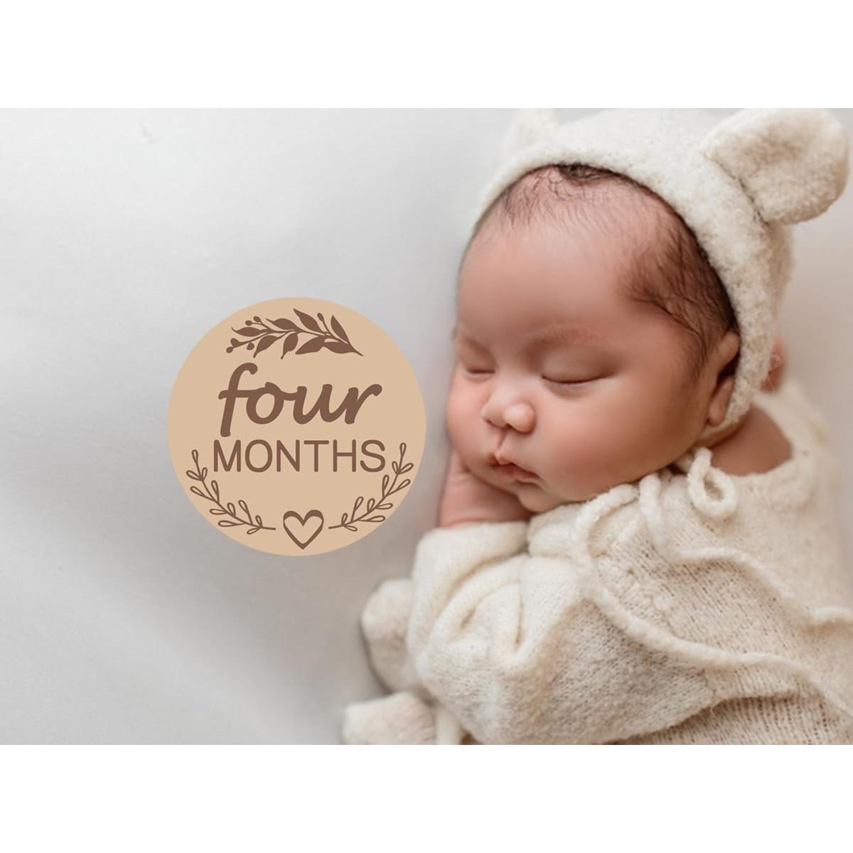 Discos de Hitos Mensuales para Bebés de Madera - 12 Tarjetas