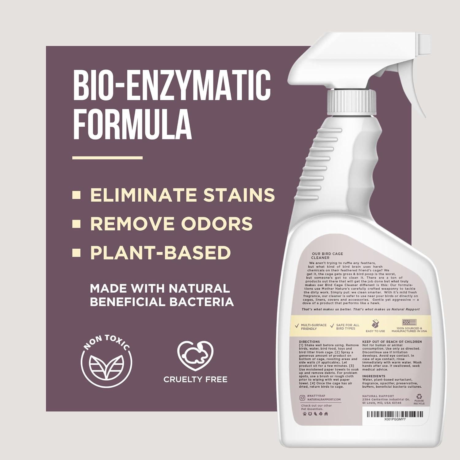 Limpiador Natural para Jaulas de Aves Rapport 946 ml - Efectivo y Seguro