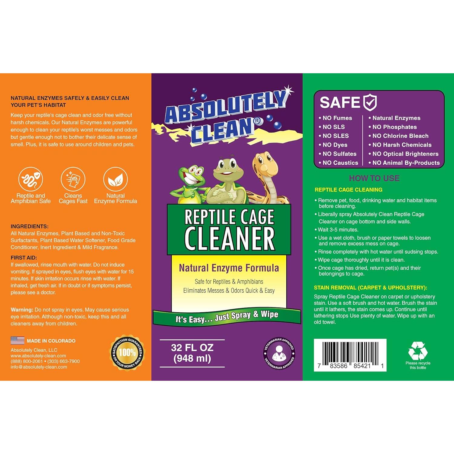 Limpiador y Desodorante para Terrarios Reptiles Absolutamente Limpio 946ml