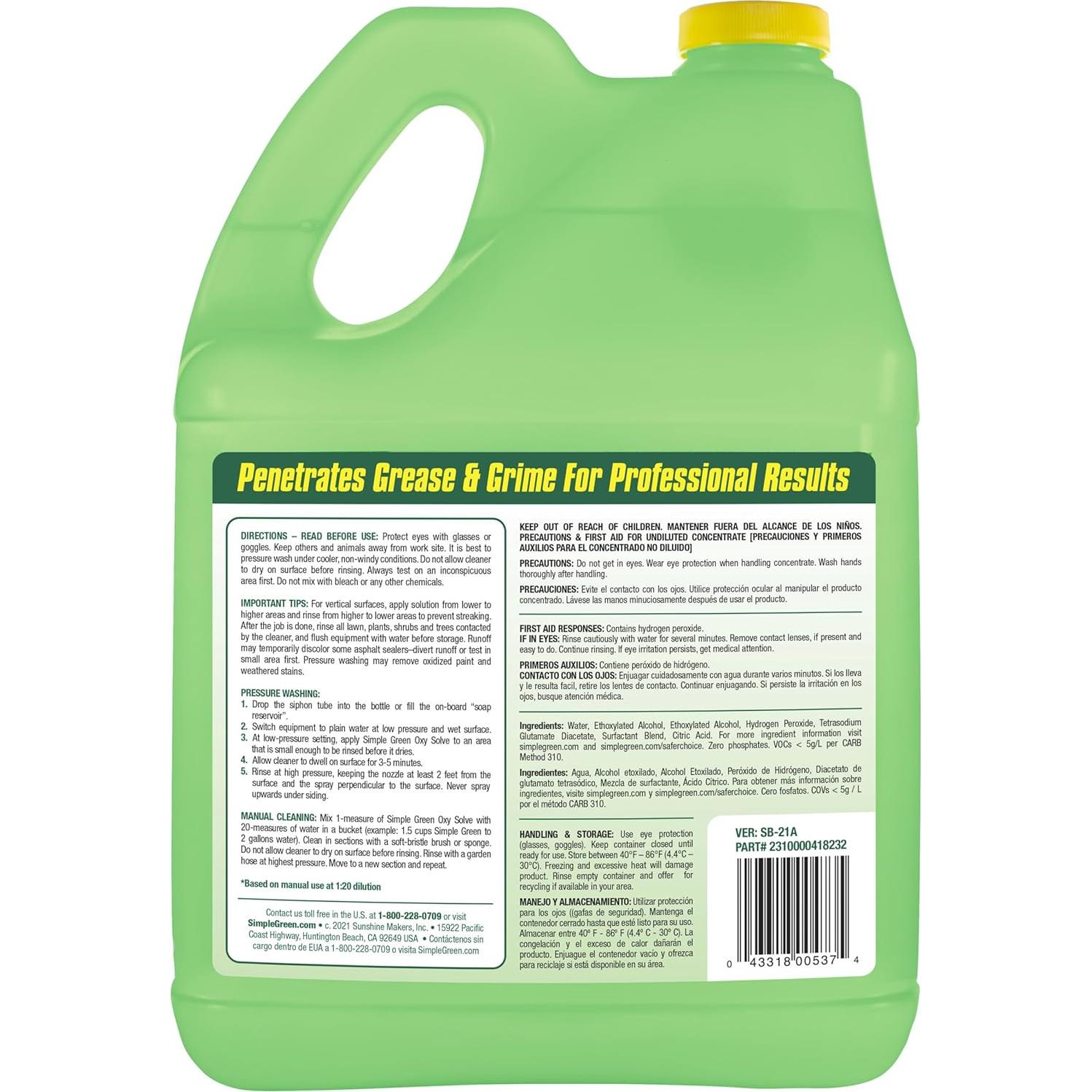 Limpiador a Presión Oxy Solve Sunshine Makers 3.78L - Elimina Moho