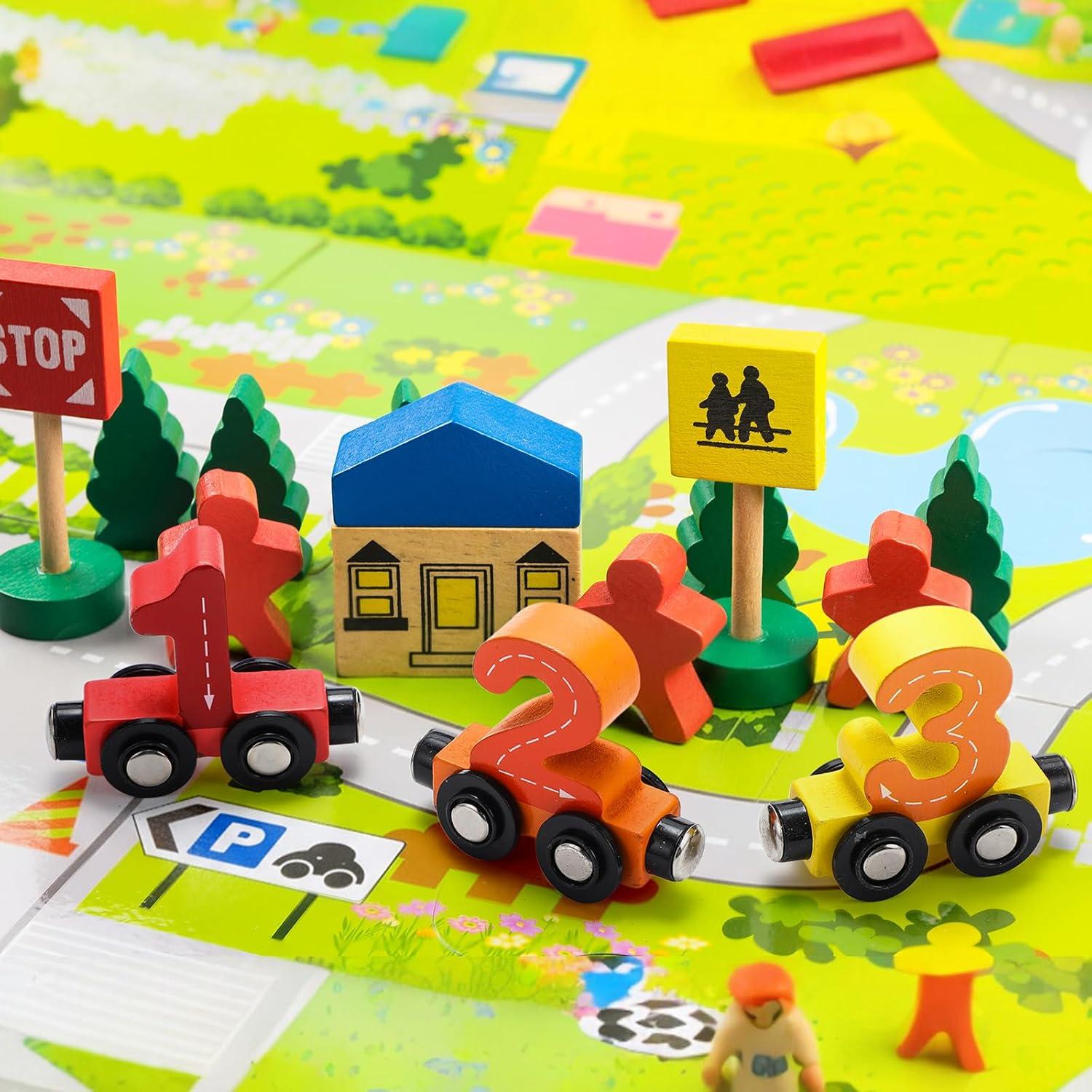 Juguetes de Tren Magnéticos Vinsot - Letras y Números de Madera