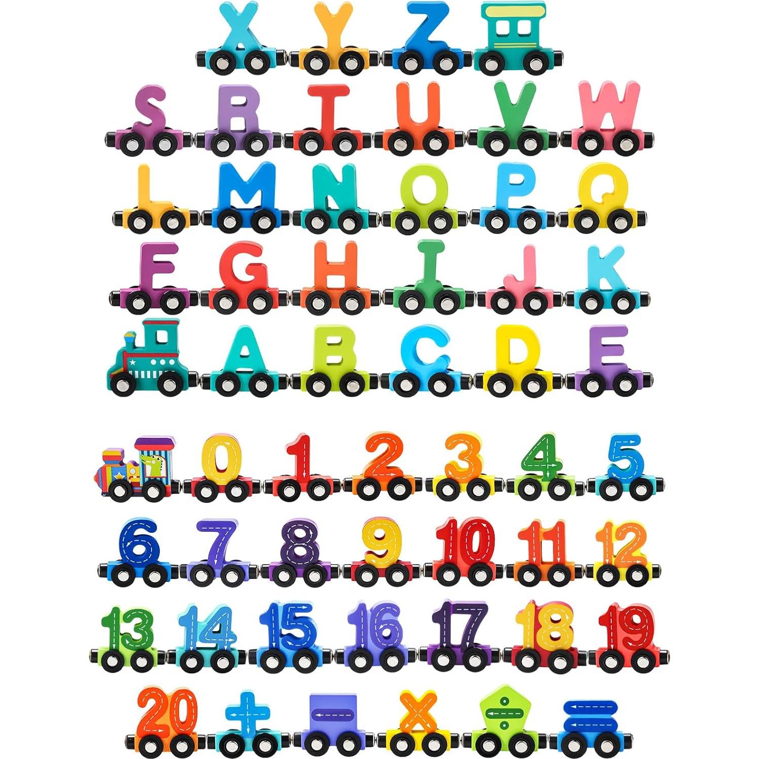 Juguetes de Tren Magnéticos Vinsot - Letras y Números de Madera