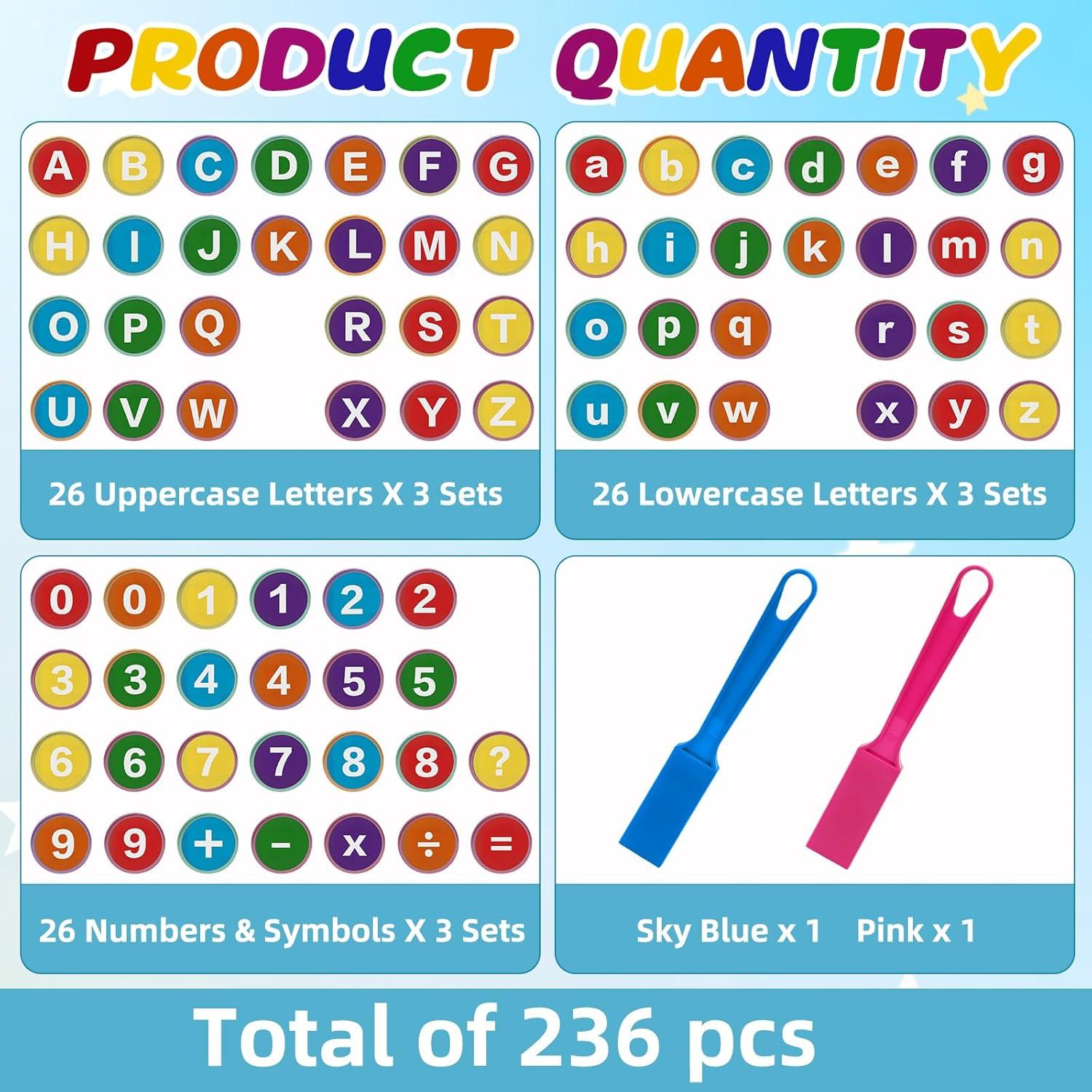 Coopay 234 Fichas Magnéticas de Letras y Números con Varitas