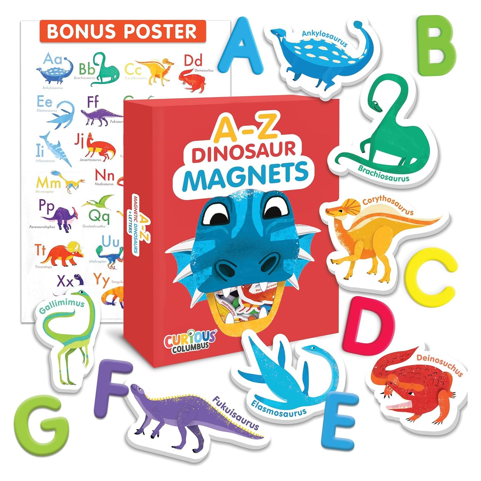 Imanes de Dinosaurios y Letras Curious Columbus - Set de 52