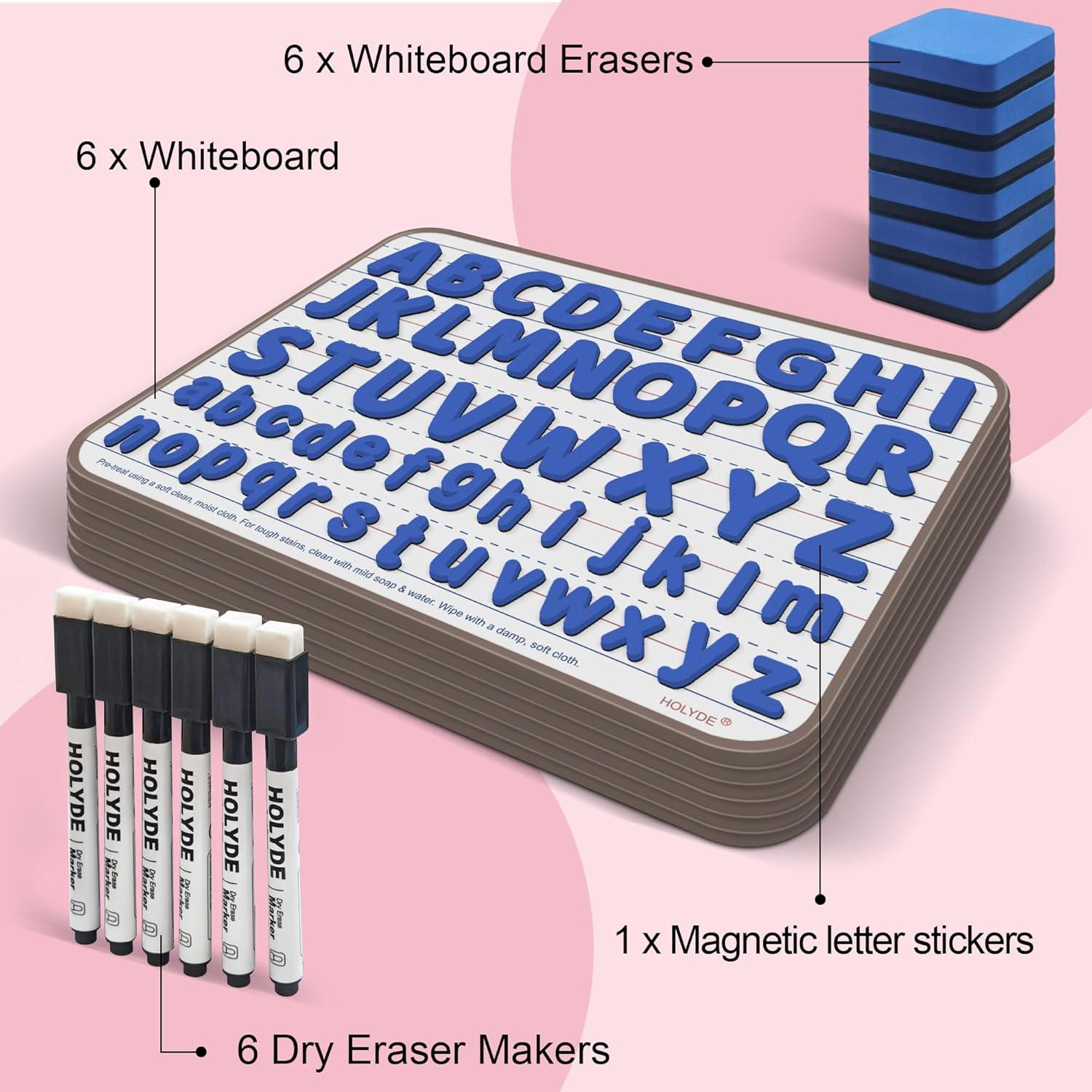 Paquete de 6 Pizarras Magnéticas Doble Cara HOLYDE 30x22 cm