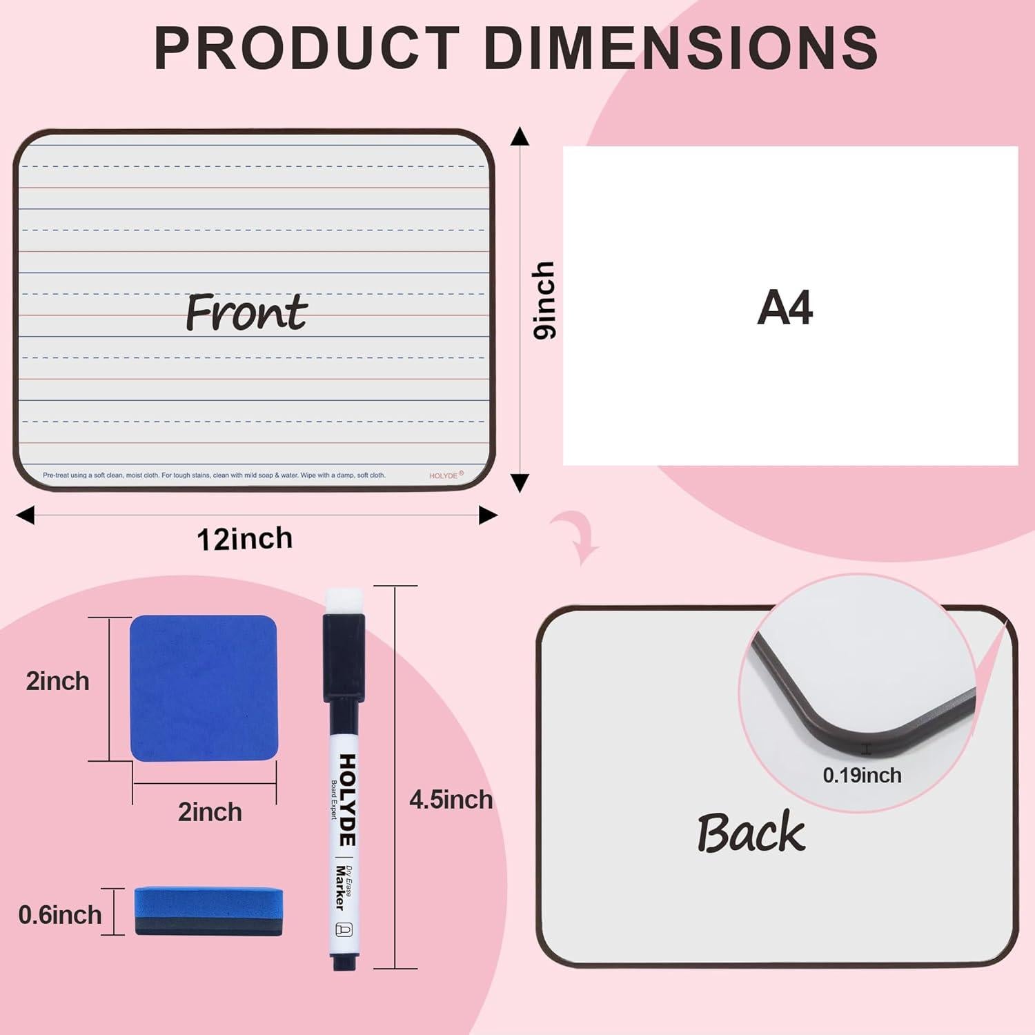 Paquete de 6 Pizarras Magnéticas Doble Cara HOLYDE 30x22 cm