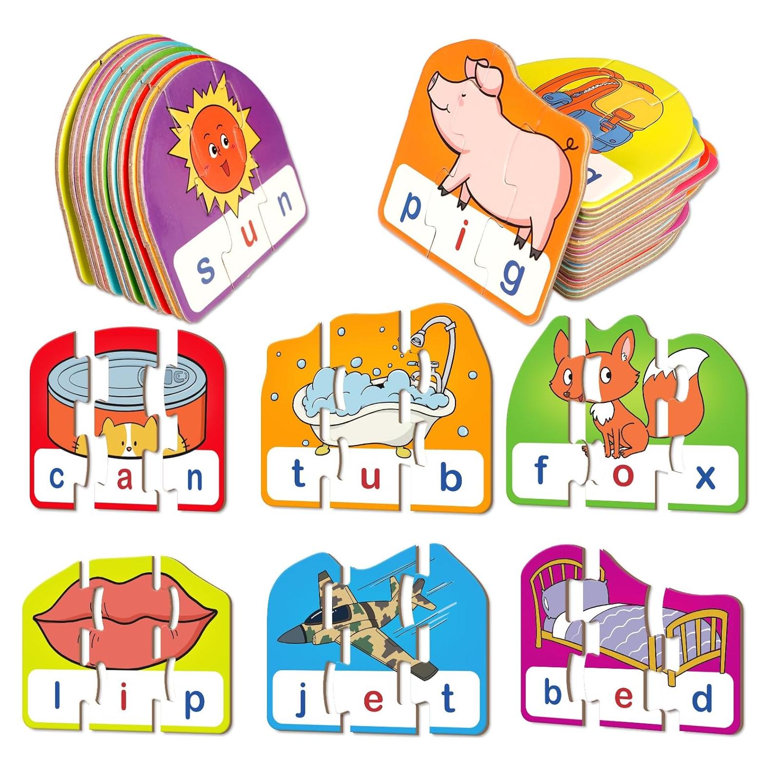 Rompecabezas CVC para Niños - 20 Tarjetas Educativas